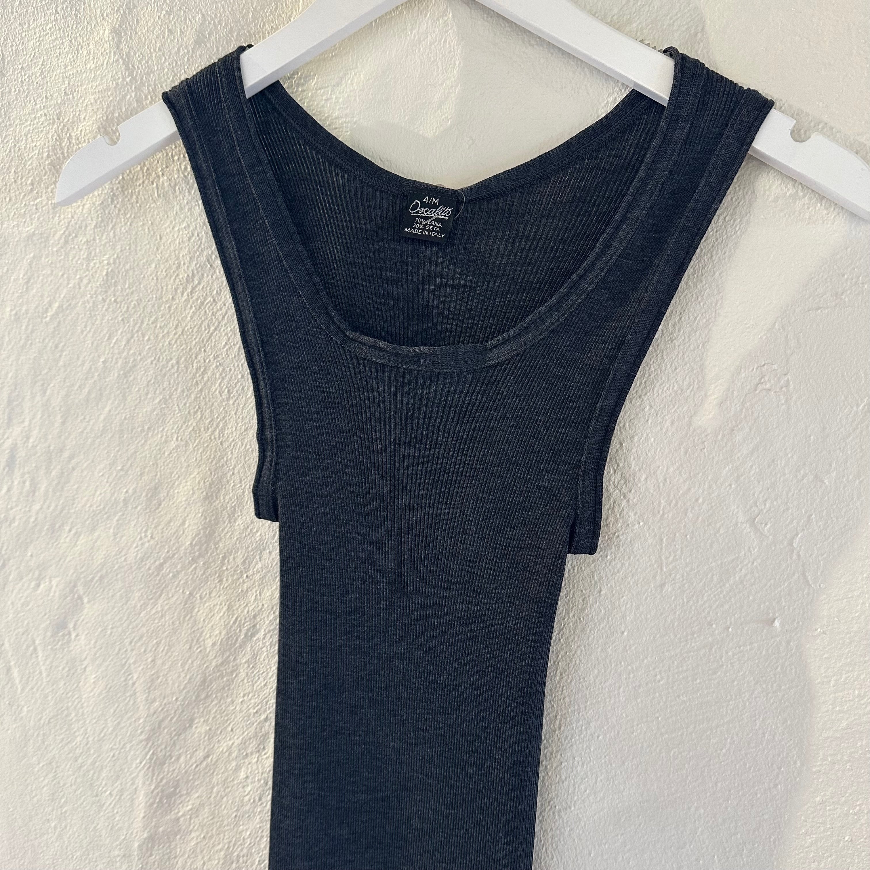 Uld & Silke Tank Rib Top, Grå 3442