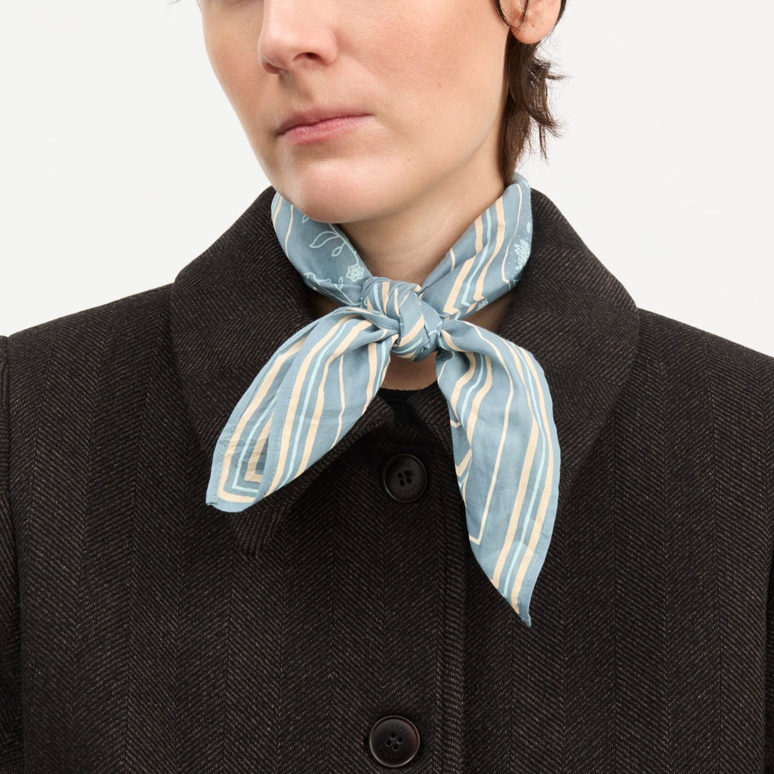 Skall Classic Scarf, Stormblue/Beige (55x55 cm)