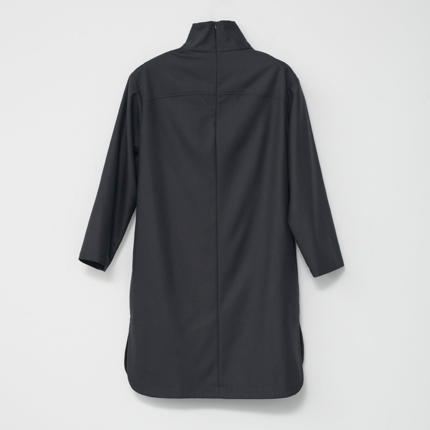 Fine Wool Shirt Dress, Black