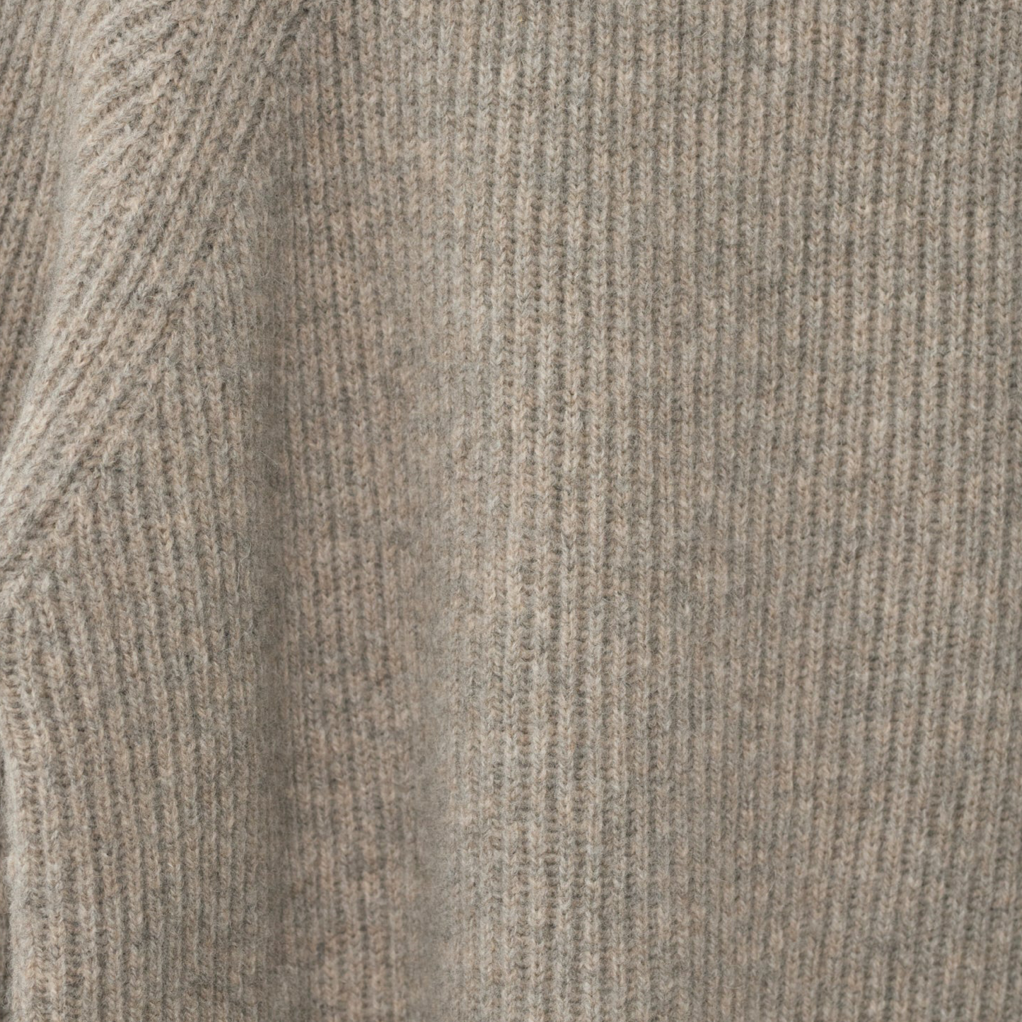 Shetland Wool Large Rib Long Sleeve Jumper, Nature