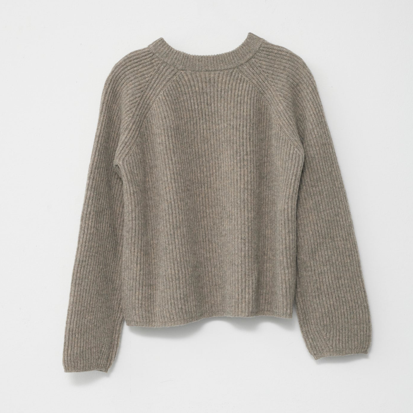 Shetland Wool Large Rib Long Sleeve Jumper, Nature