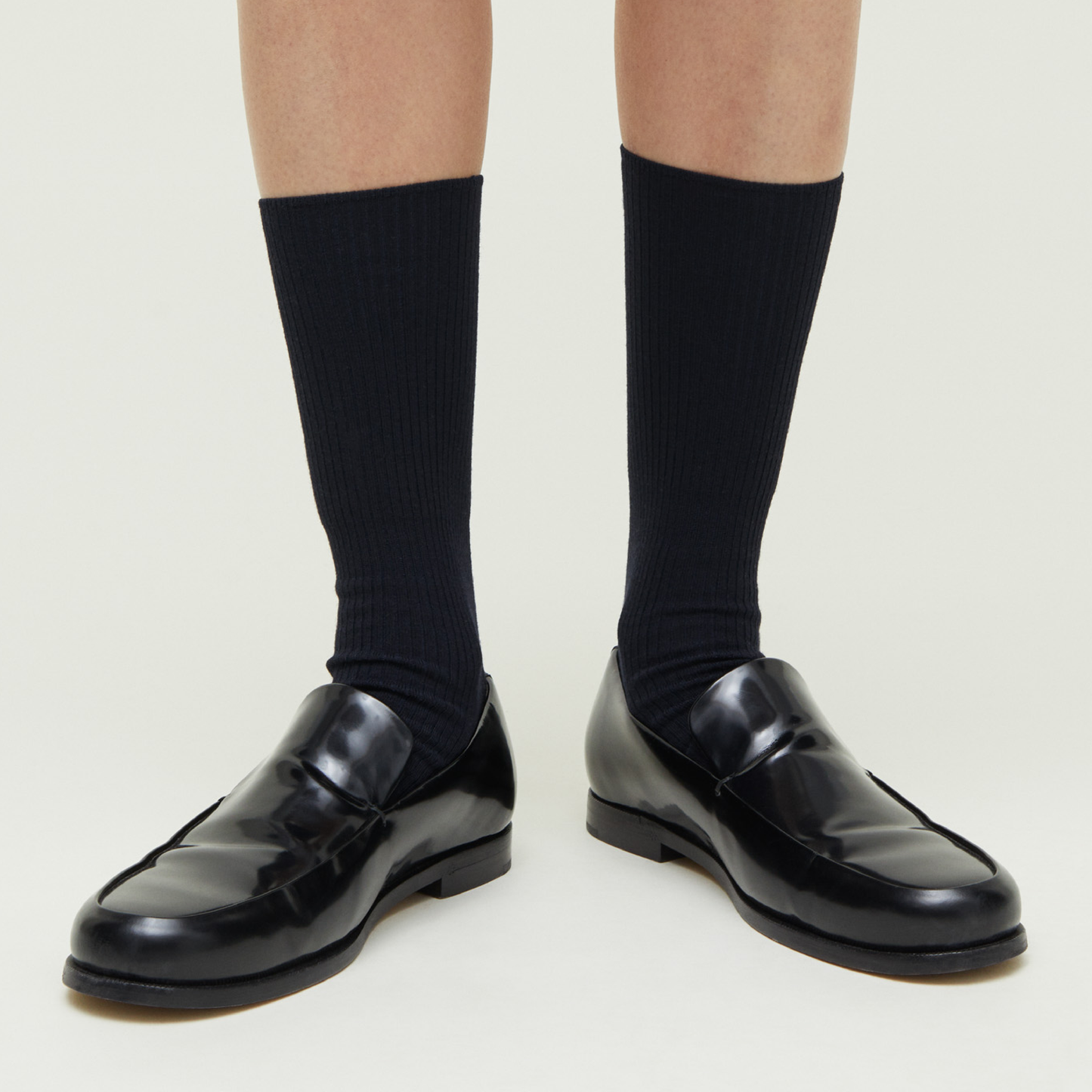 Wool Rib Socks, Black