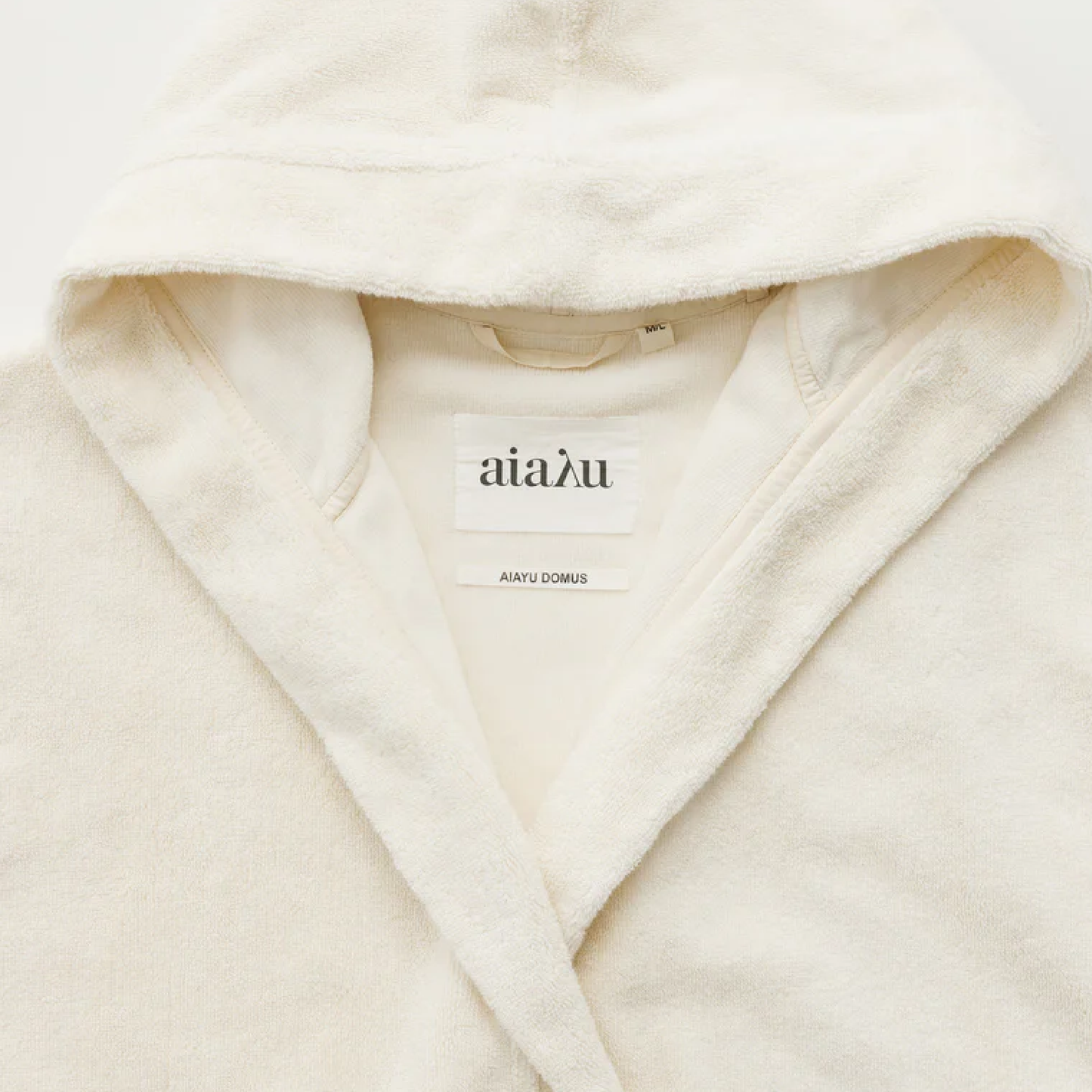 Hooded Bathrobe Terry, Pure Ecru