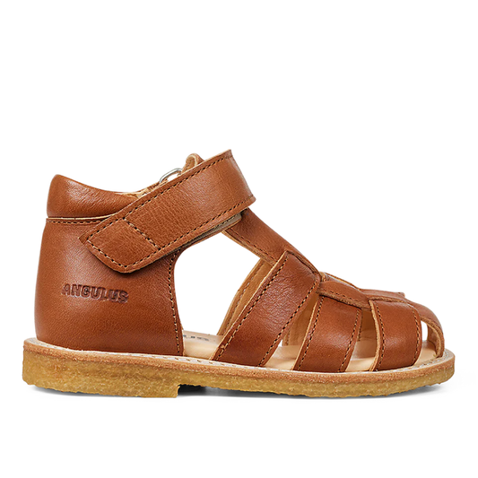 Begynder Sandal Med Velcrolukning, Cognac