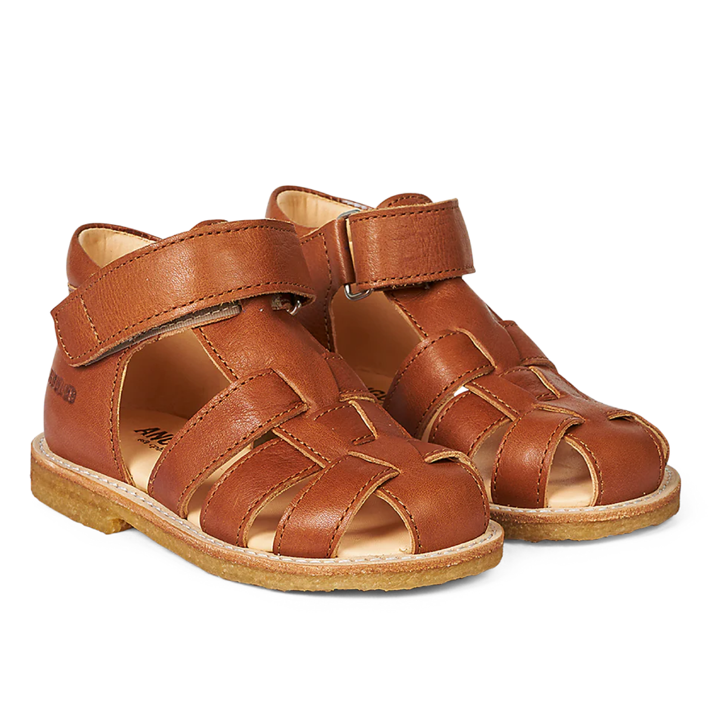 Begynder Sandal Med Velcrolukning, Cognac