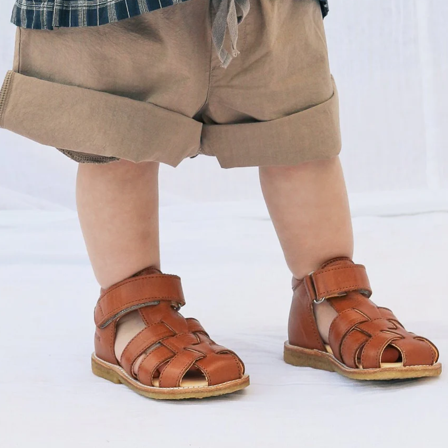 Begynder Sandal Med Velcrolukning, Cognac