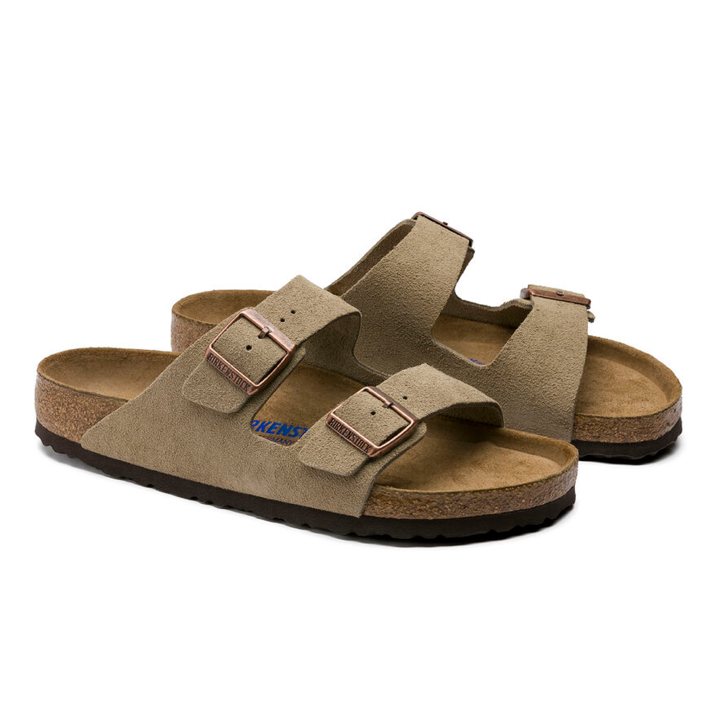 Arizona Soft Footbed Suede Leather Sandaler, Taupe