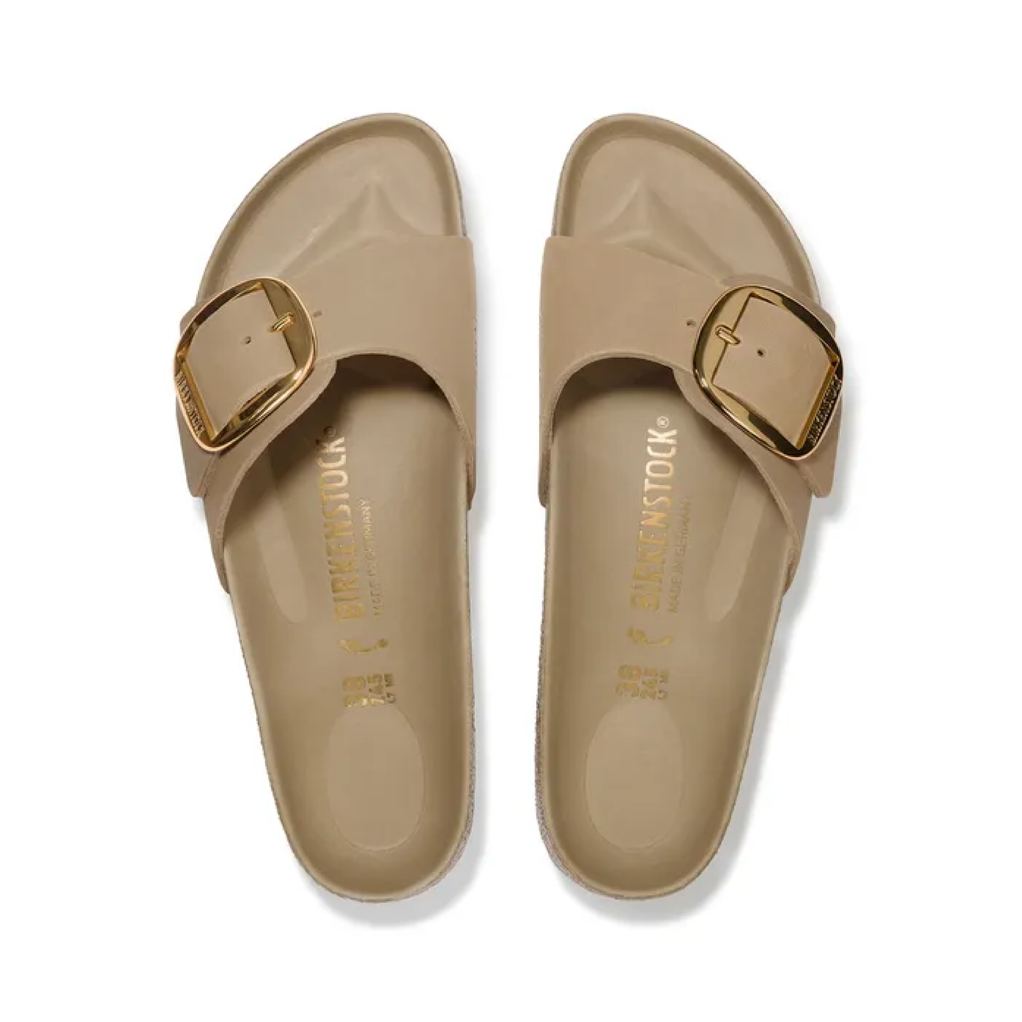 Madrid Big Buckle Oiled Leather Sandaler, Tabacco Brown