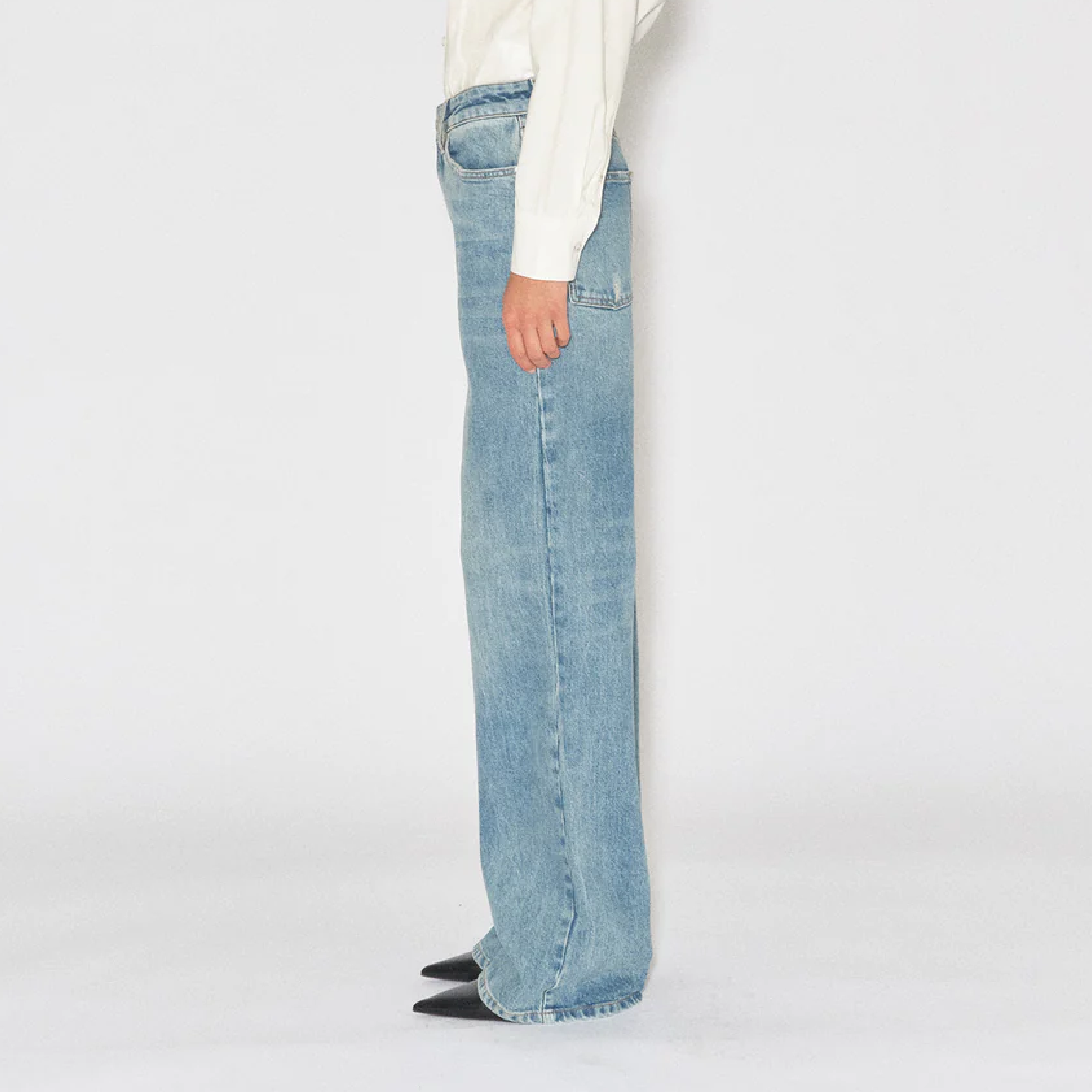 Brown Straight Jeans, Wash Long Beach