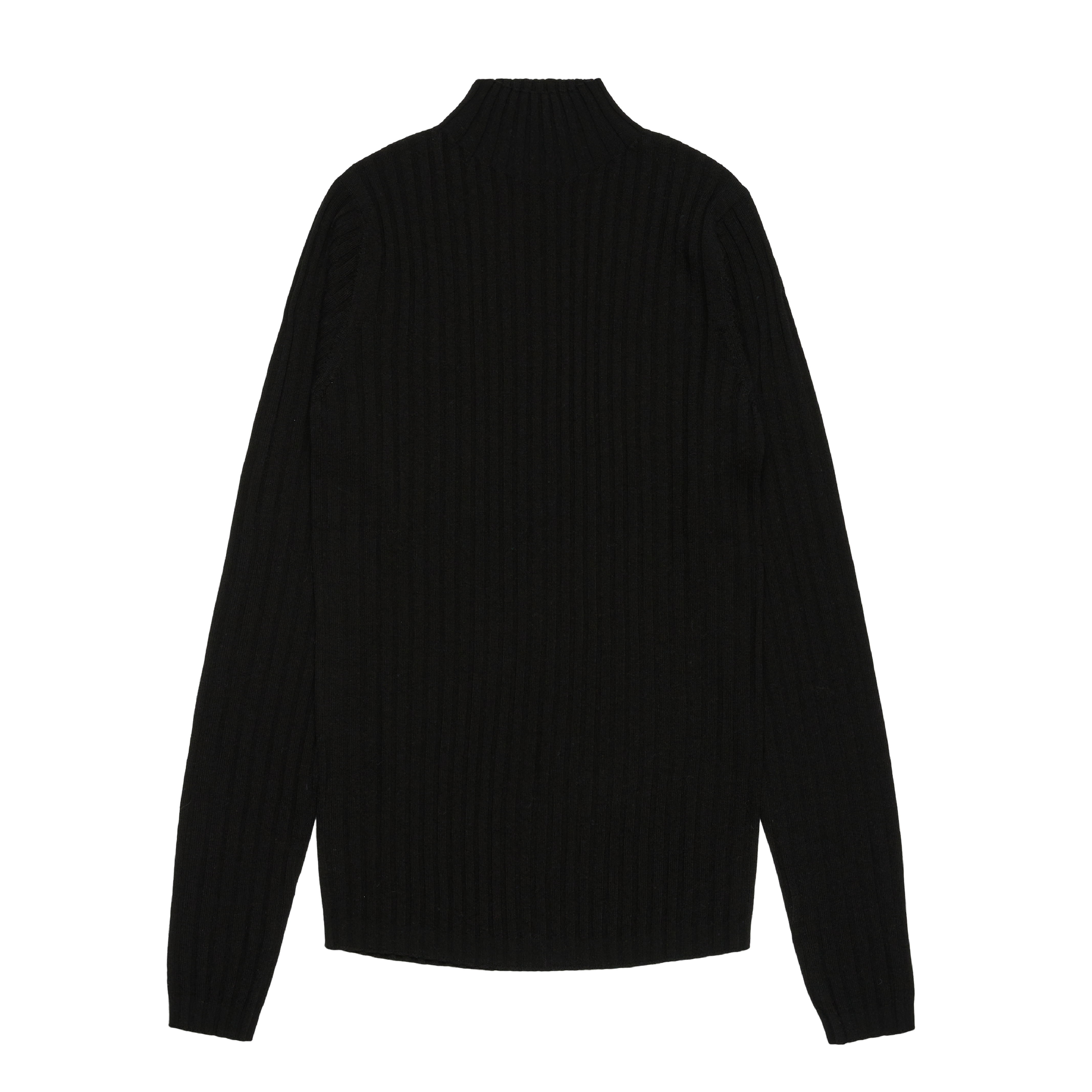 High Neck Rib Blouse, Black