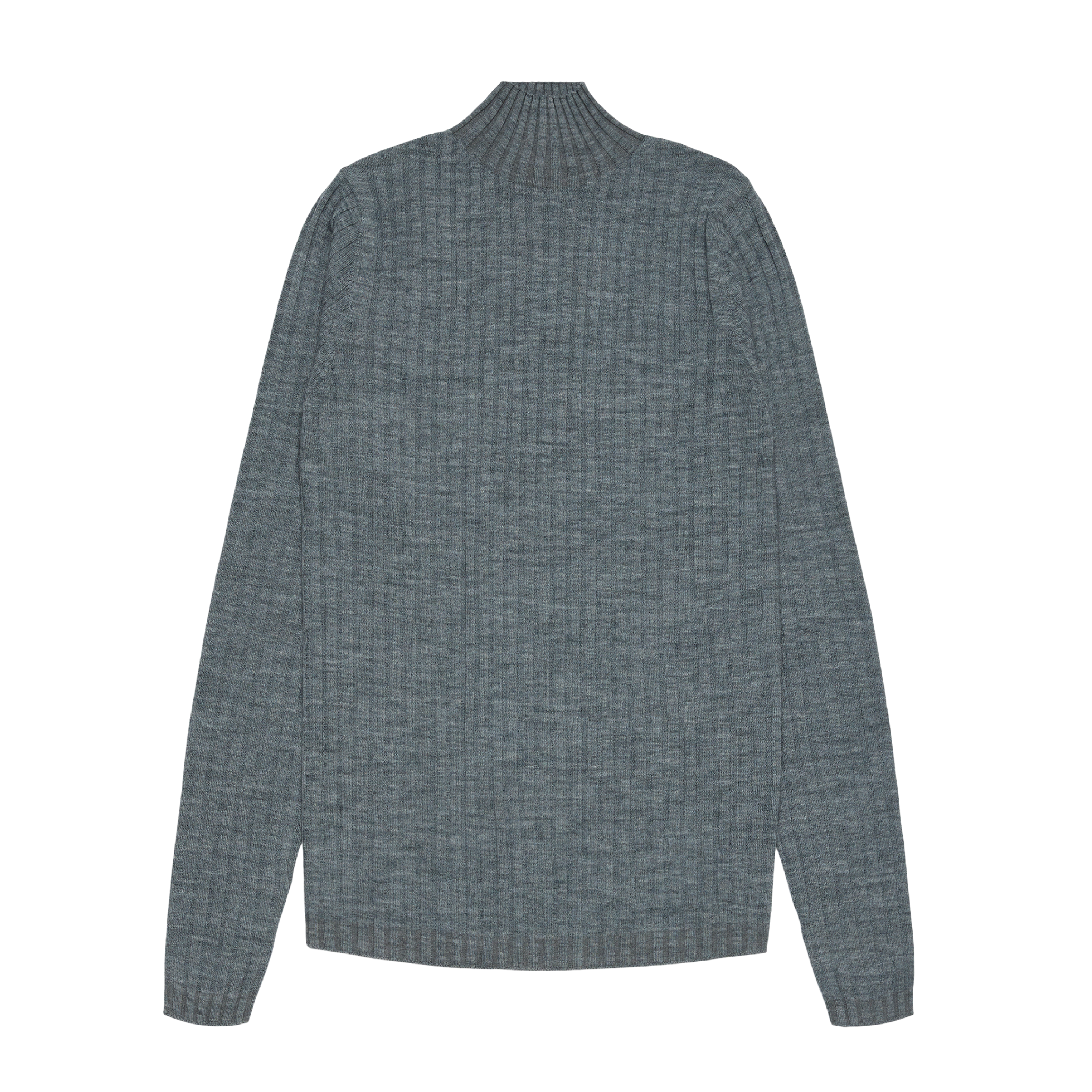 High Neck Rib Blouse, Steel Melange