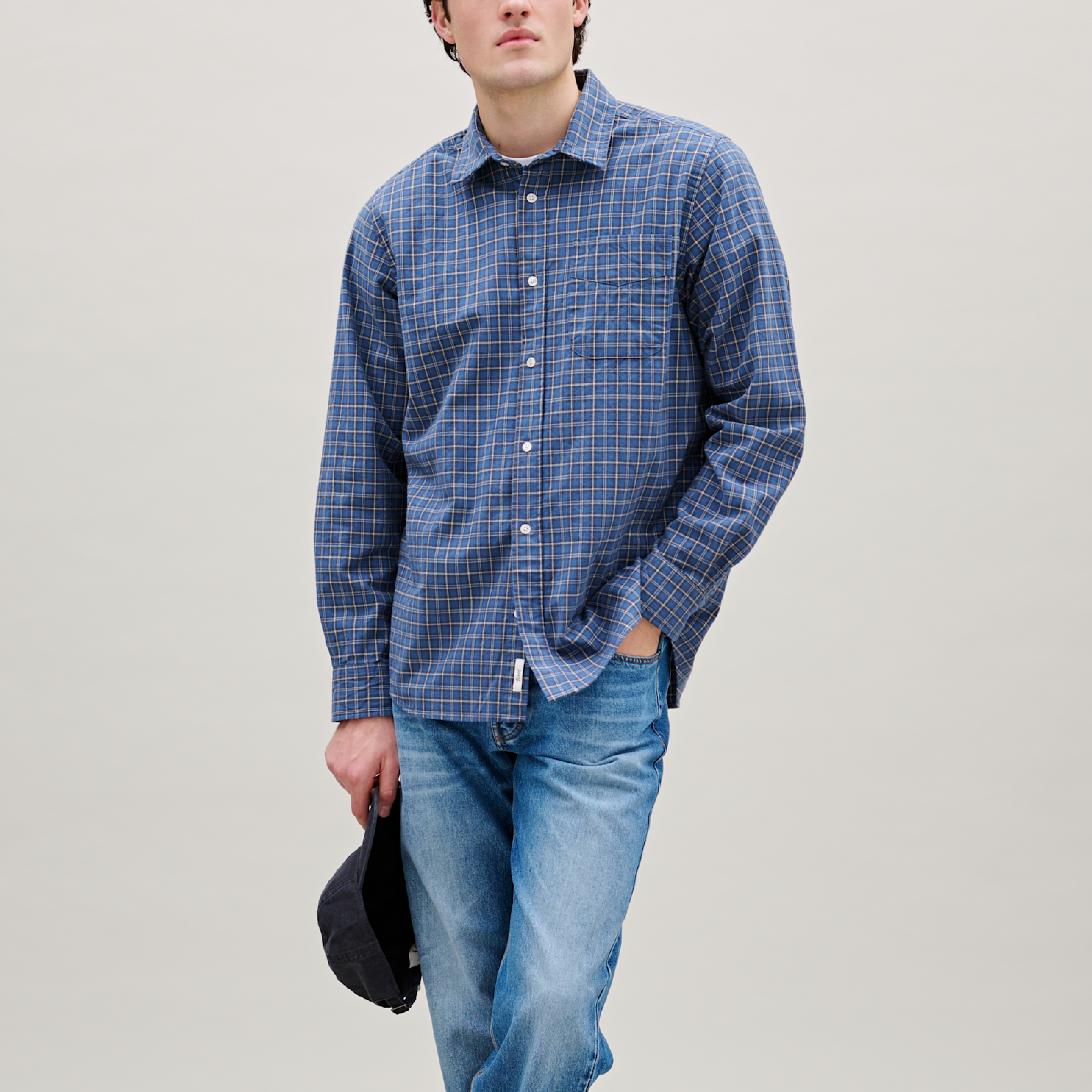 Ridge Regular Fit Flannel Shirt, Navy Check