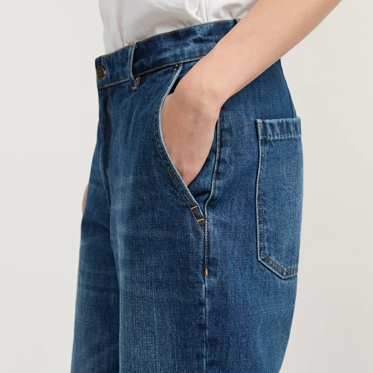 Carlo Midwaist Wide Jeans, Worn Blue
