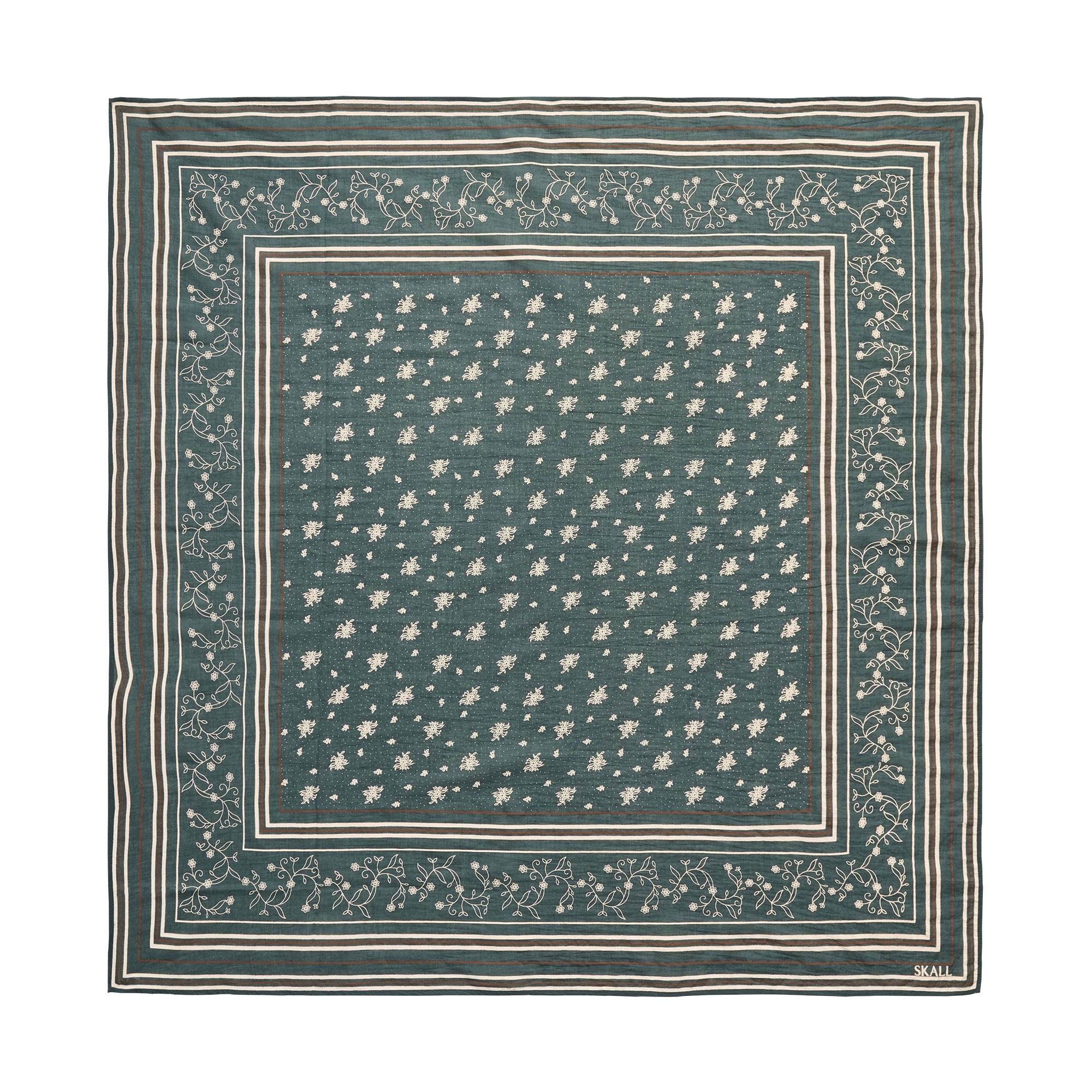Skall Classic Scarf, Dark Green/Brown (90x90 cm)