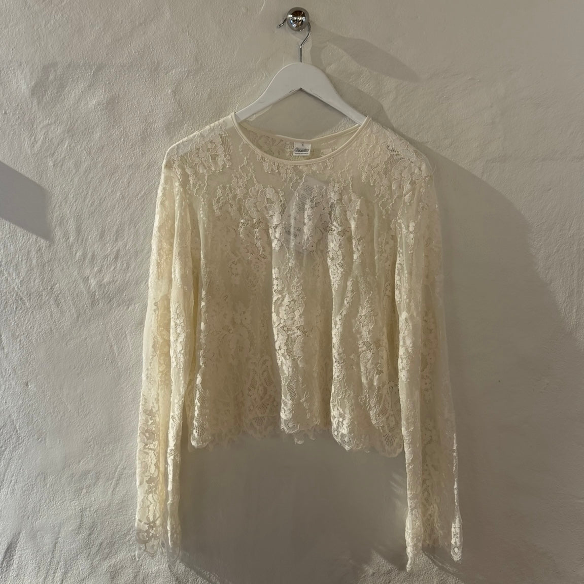 Allover Lace Langærmet, Ivory 7834