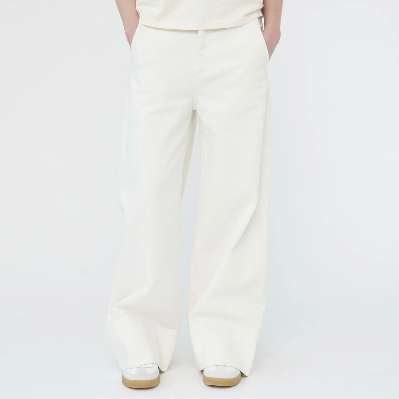 Hemp/Cotton Wide Leg Jeans, Ecru