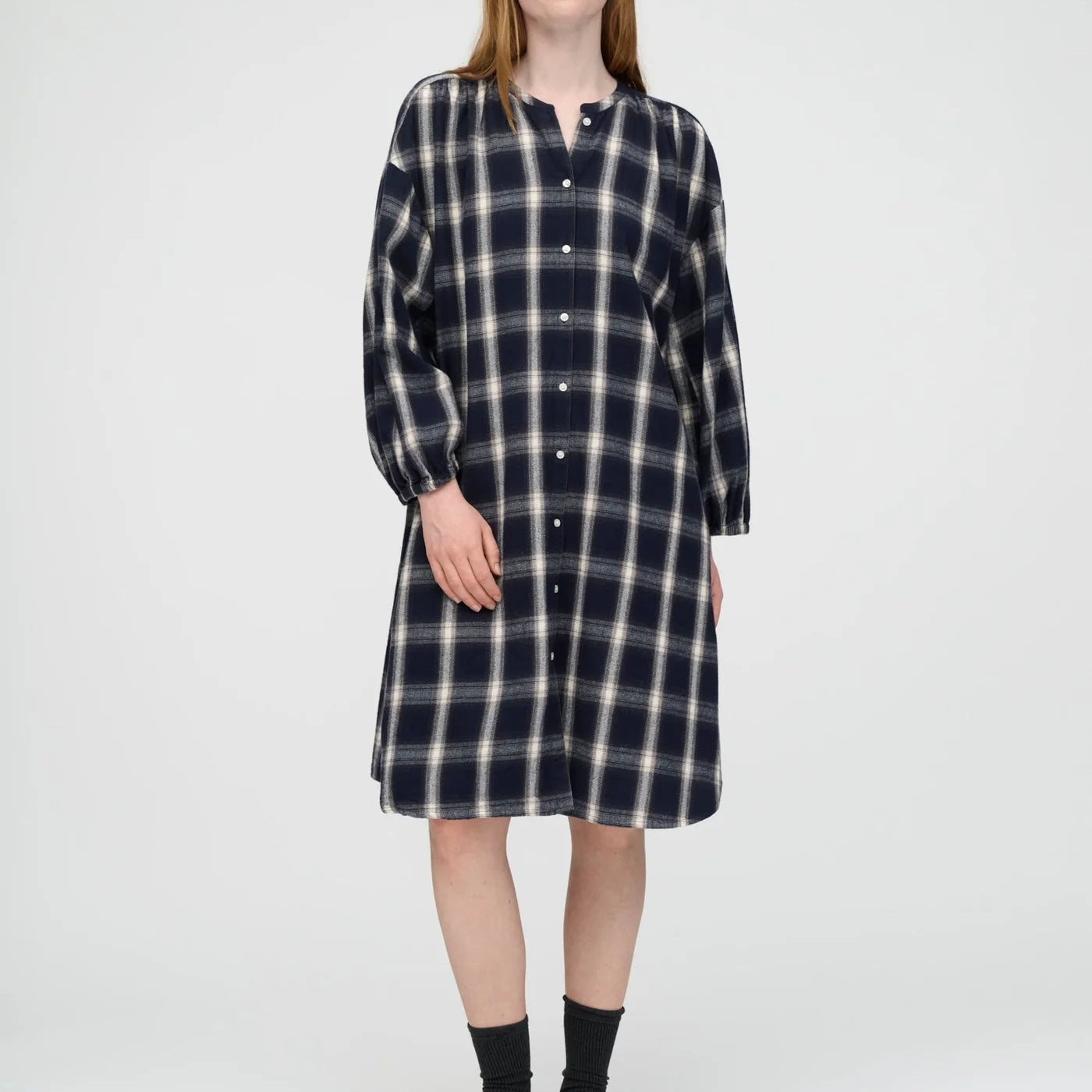 Horizon Dress Check, Dark Navy/Grey/Ecru