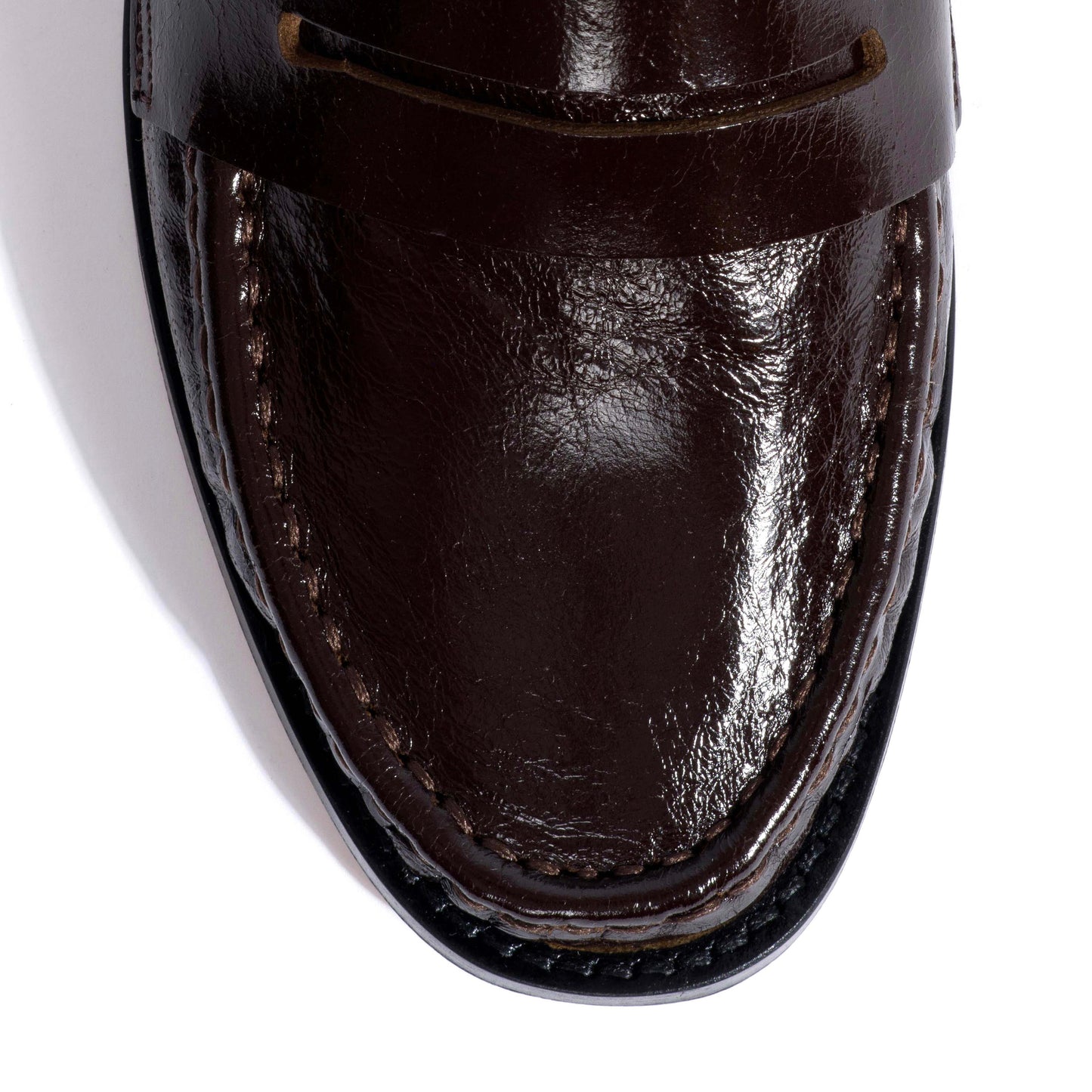 Jesha Crinkled Polished Coat Loafers, Espresso Brown
