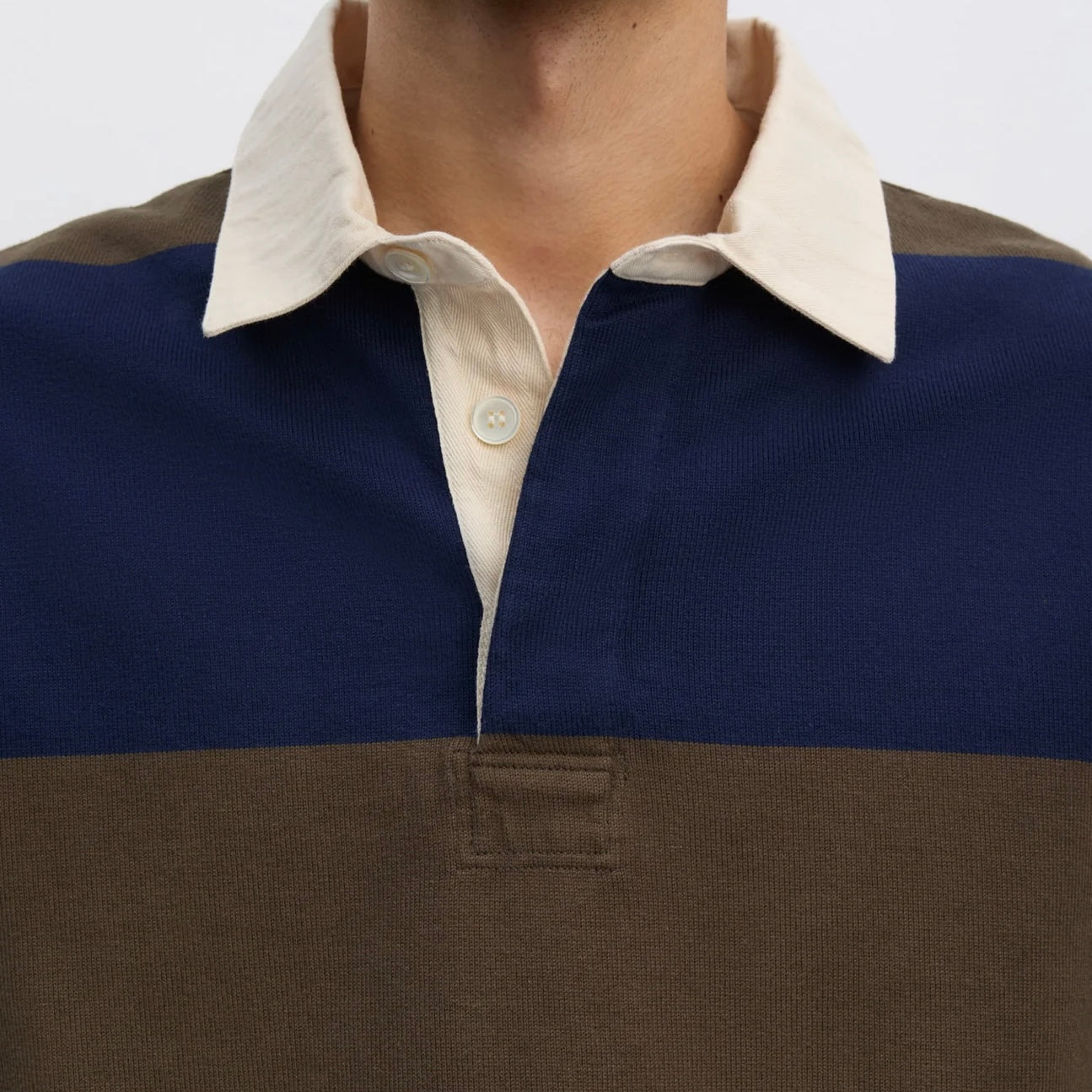 Another Rugby Polo 1.0, Navy Brown Stripe