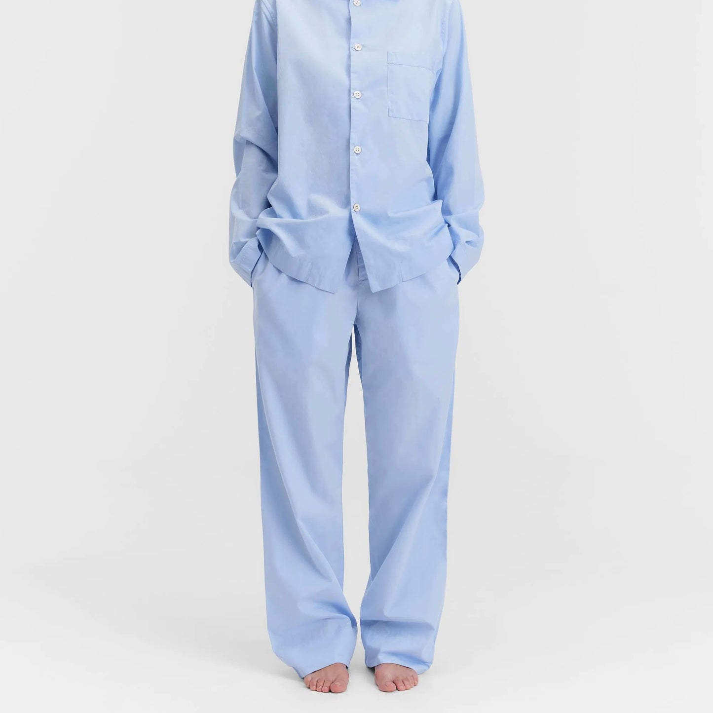 Poplin Pyjamas Pants, Shirt Blue