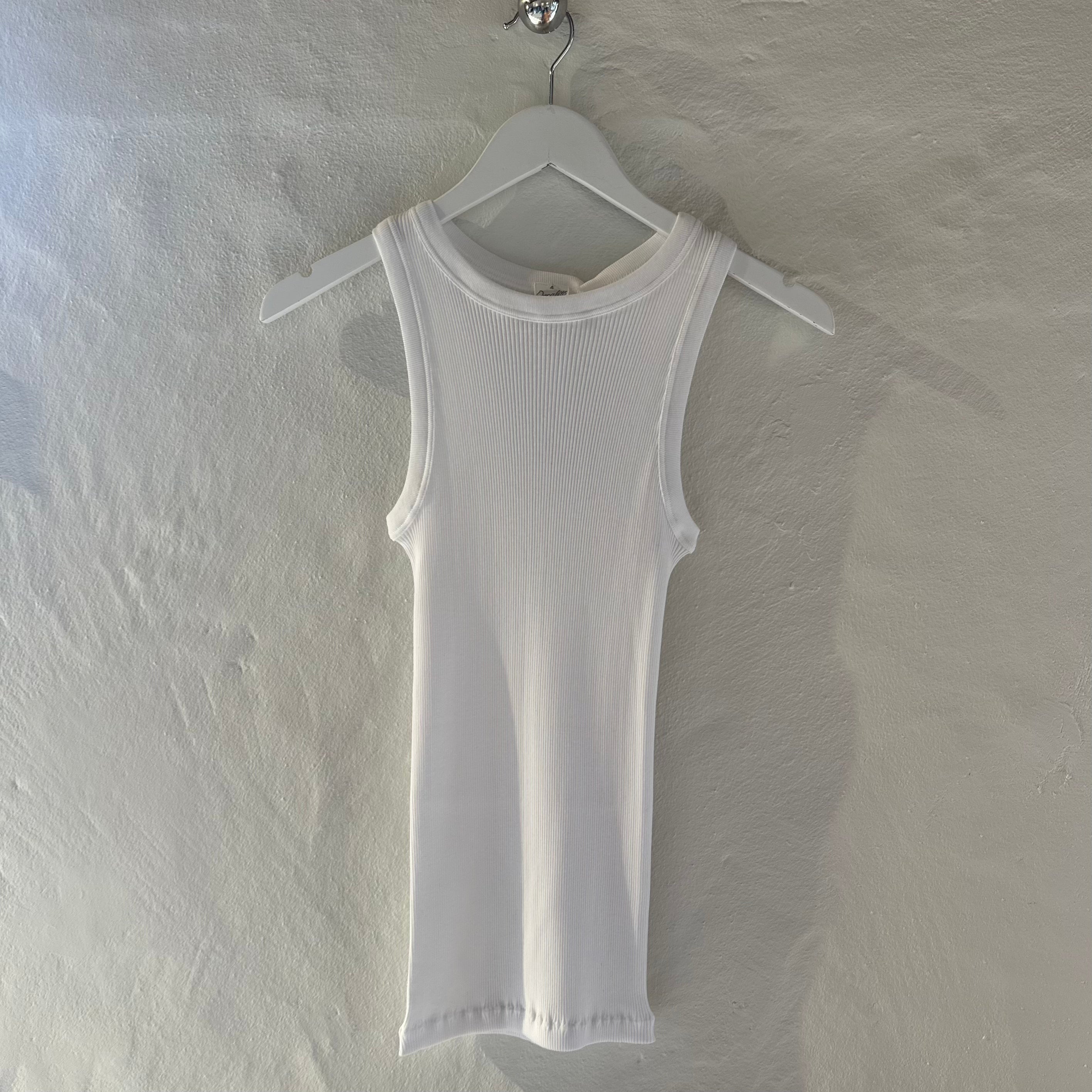 Bomuld Americana Rib Top, Hvid 7165