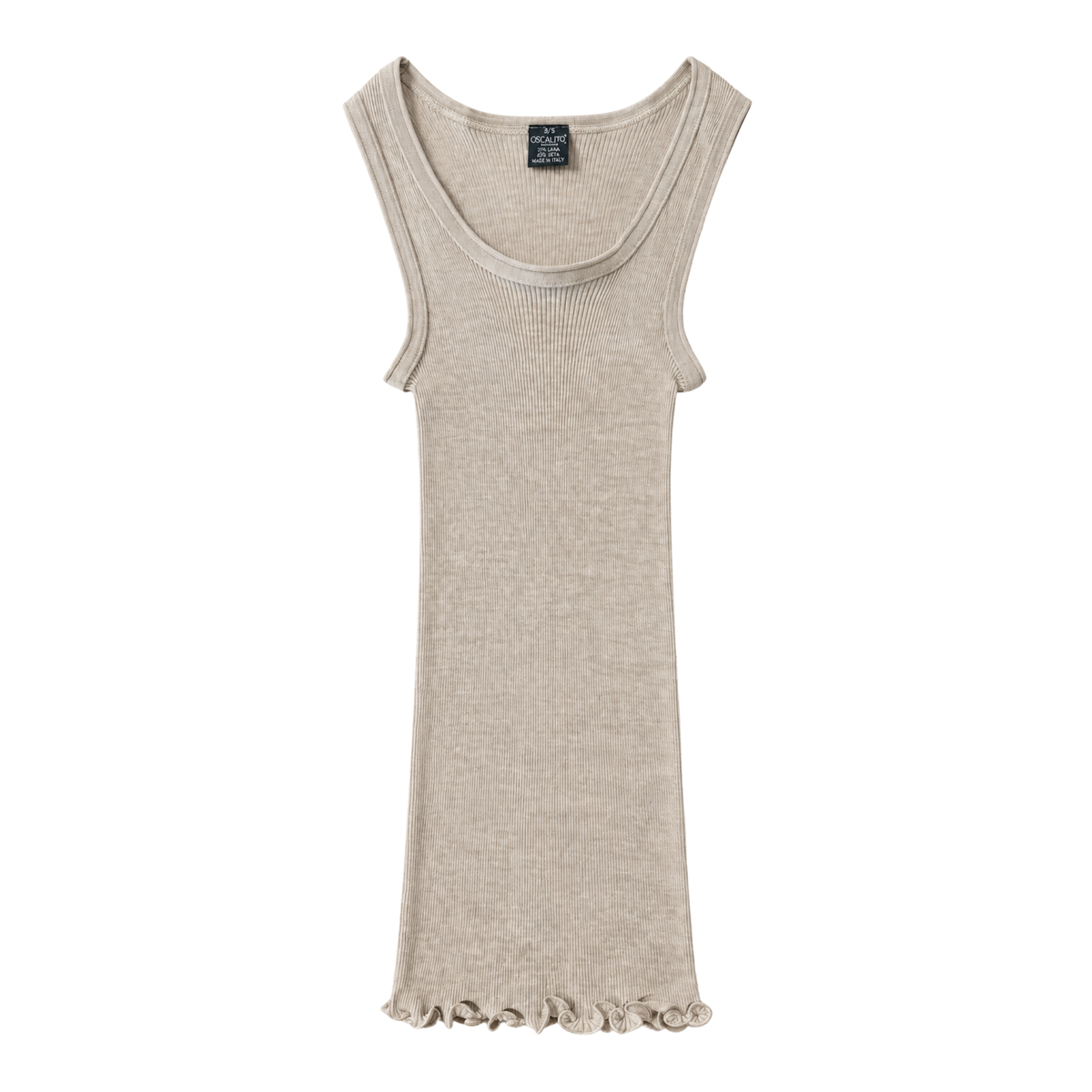 Uld & Silke Tank Rib Top, Beige 3442