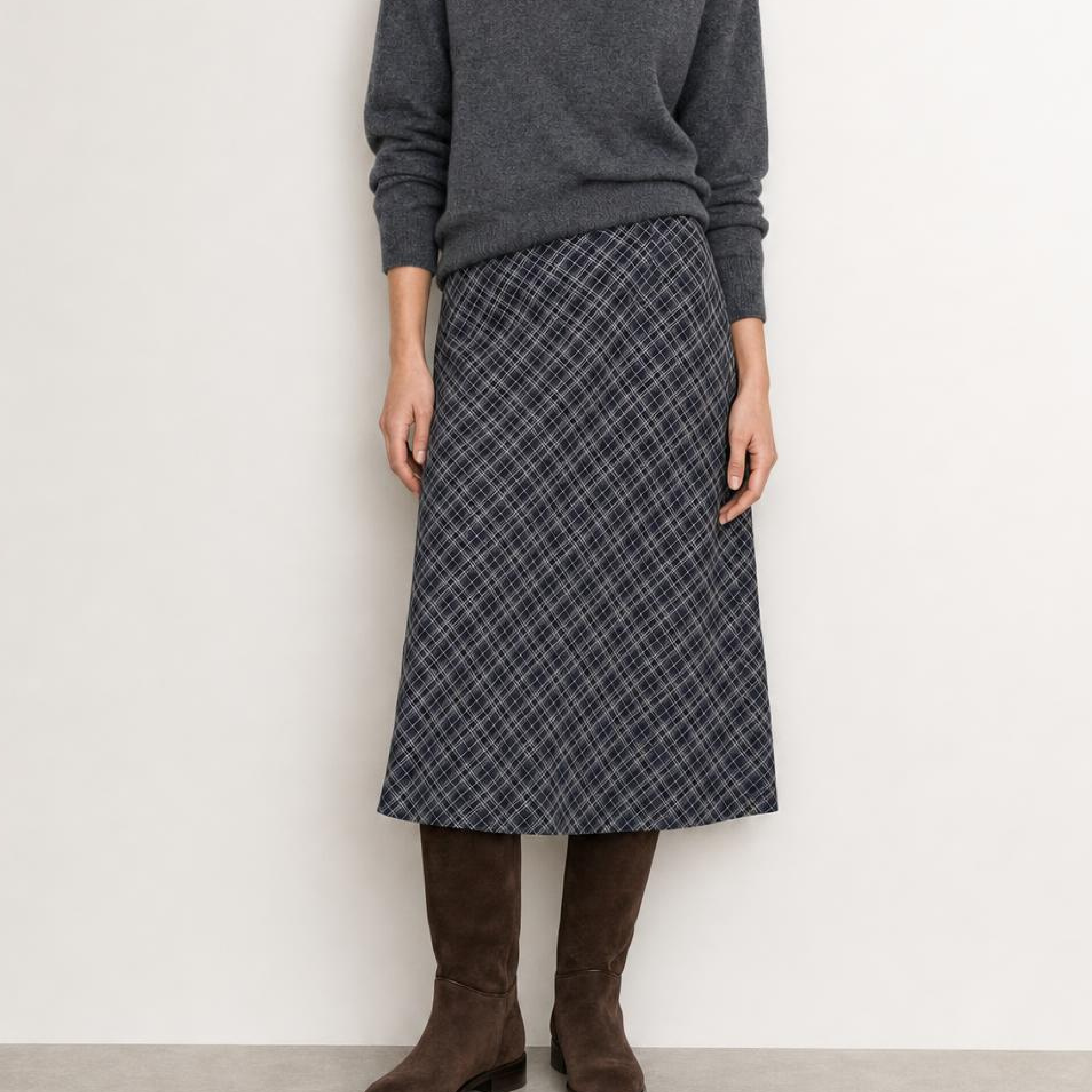 Talma 3 Nederdel, Dark Navy Check