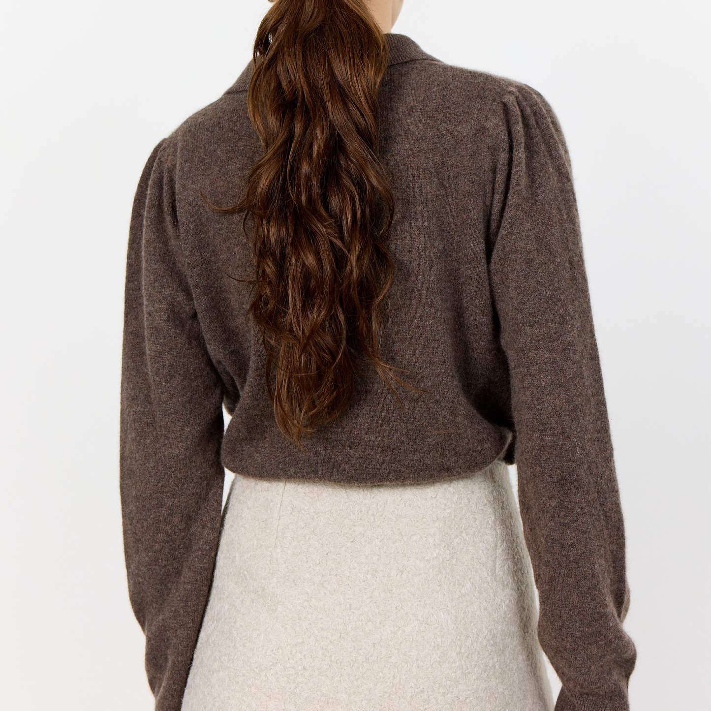 Eloise 12 Cashmere Cardigan, Coffee Melange