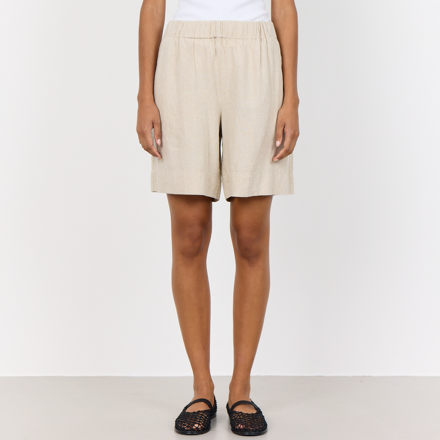 Naja 29 Shorts I Hør, Island Fossil Melange