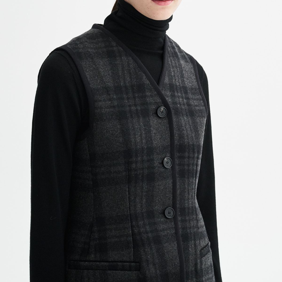 Vienna Check Vest, Black