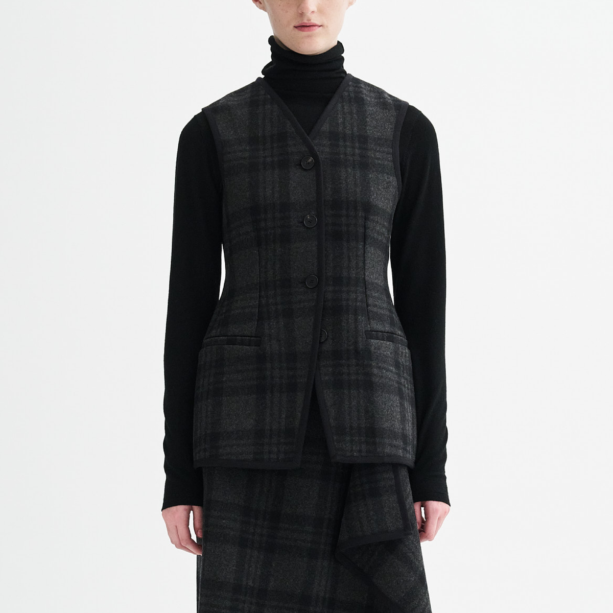 Vienna Check Vest, Black