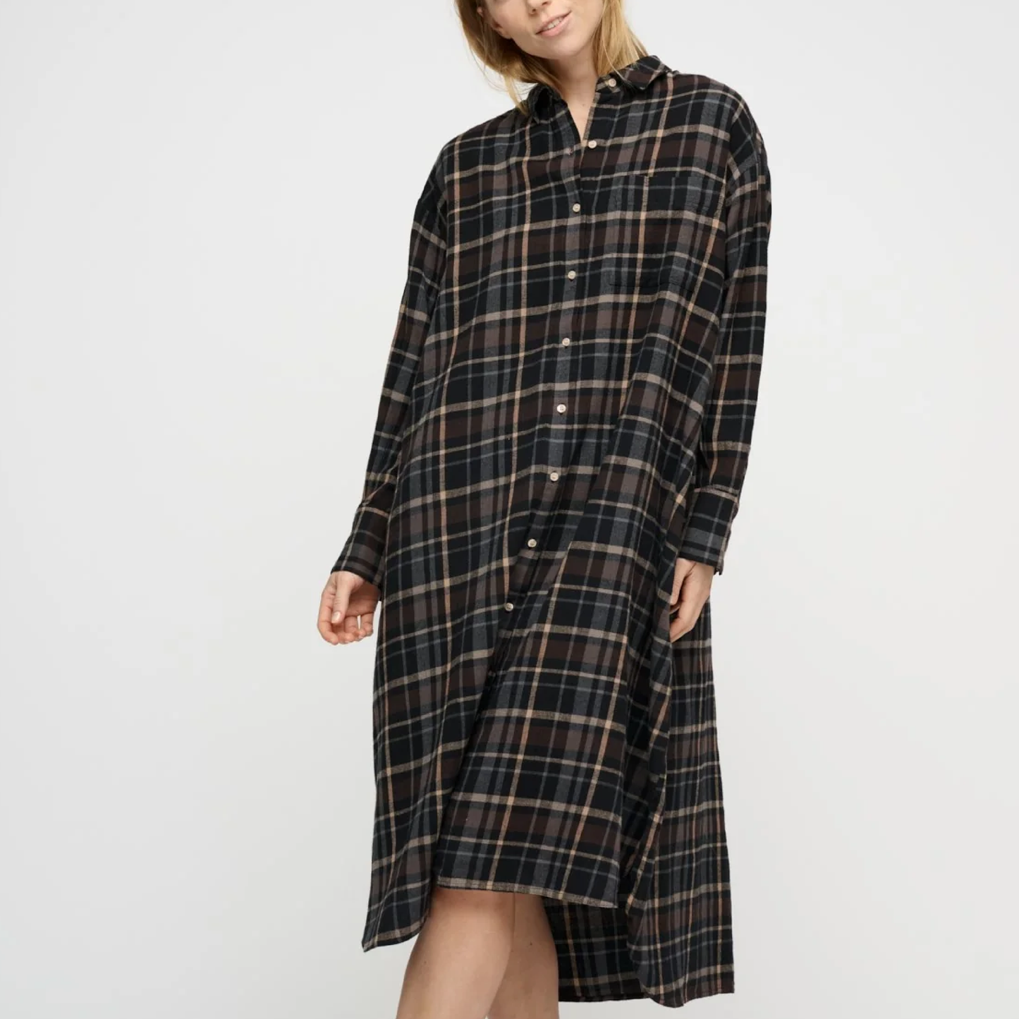 Floret Shirtdress Check, Brown/Black