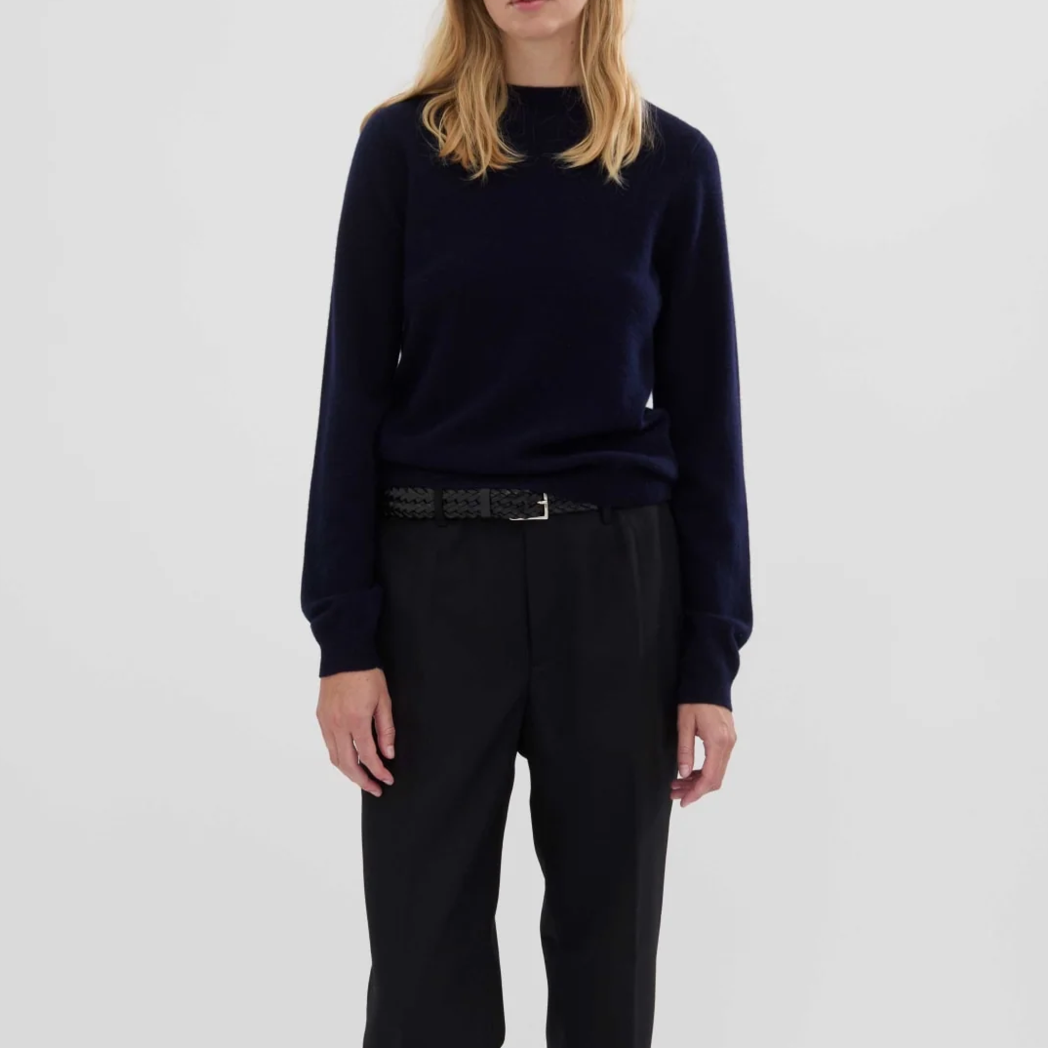 Women's Cashmere Classic Roundneck, Navy