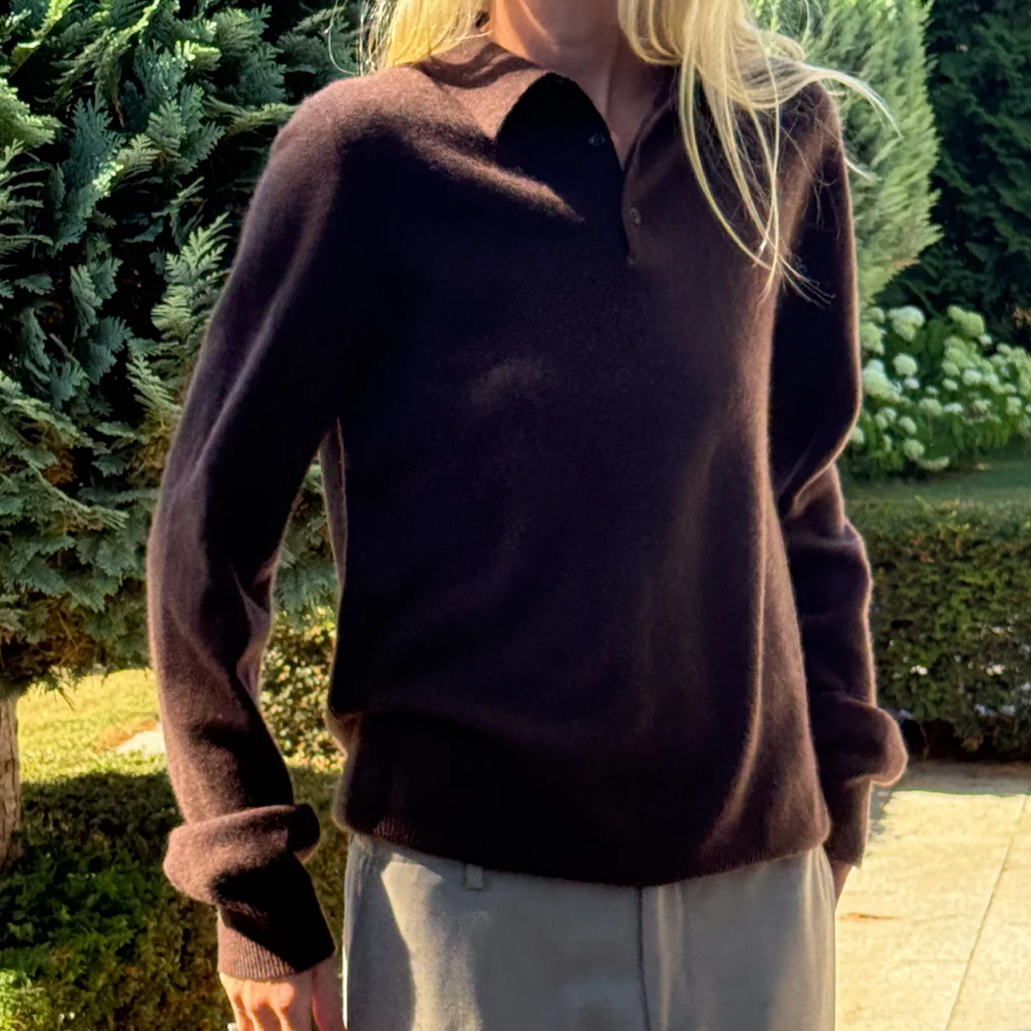 Original Cashmere Polo, Dark Brown