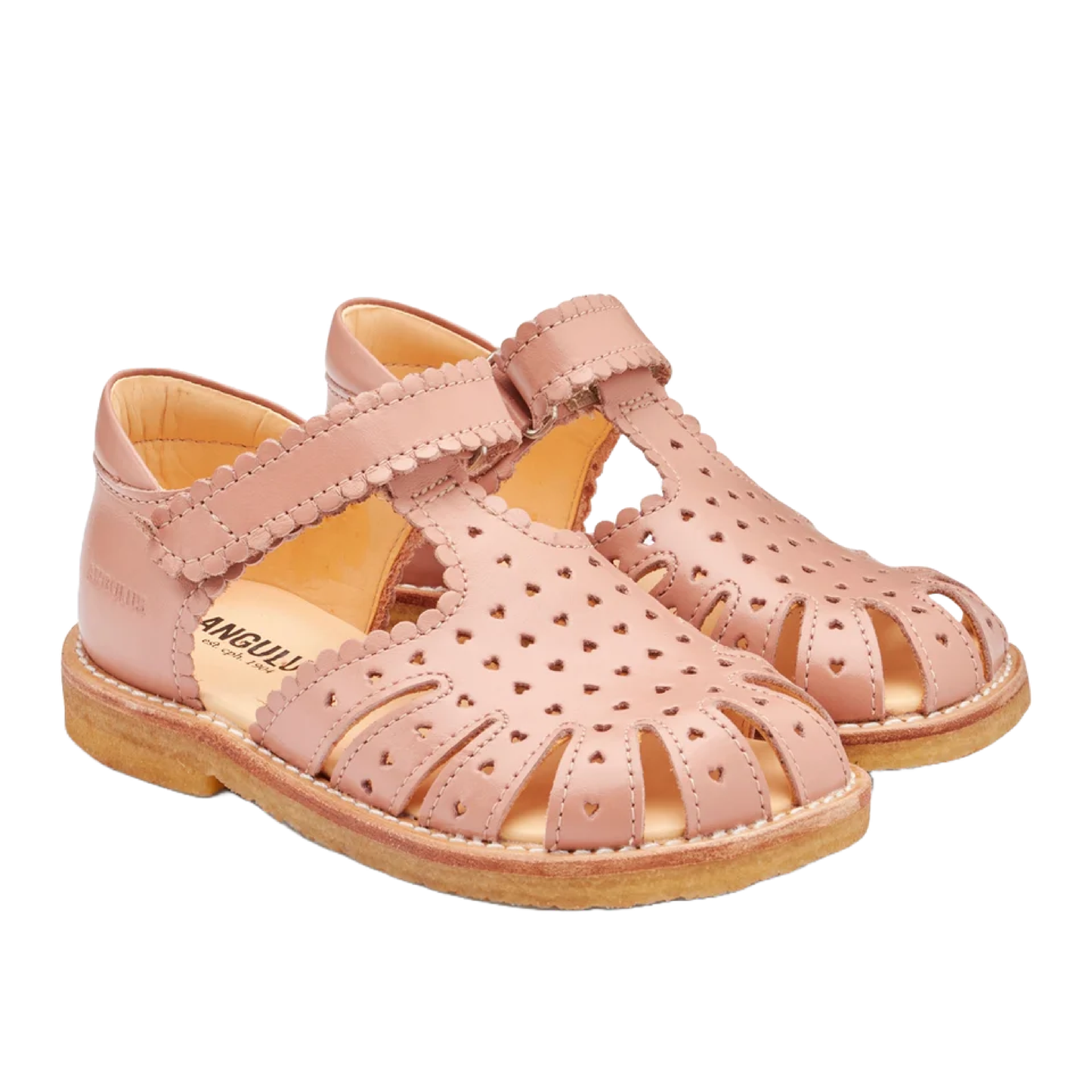 Begynder Sandal Med Mini-Hjerter Og Velcrolukning, Rose