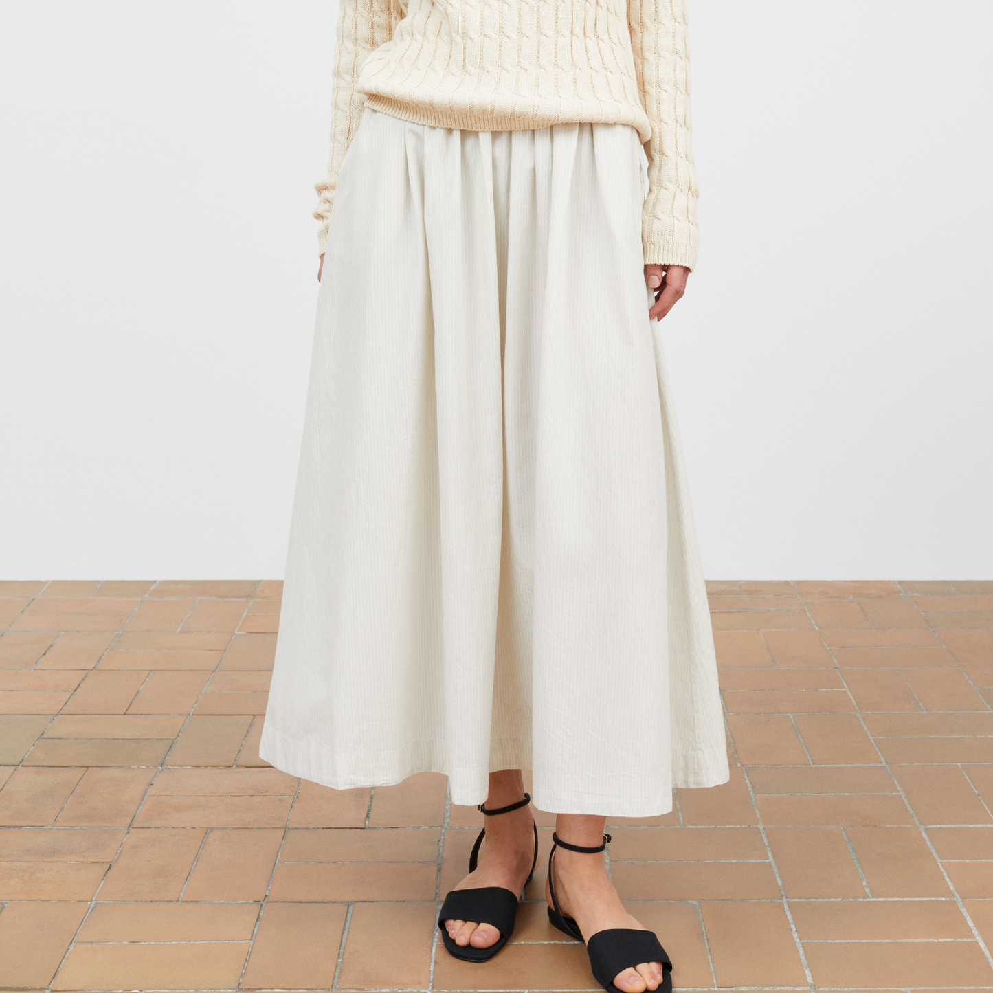 Dagny Skirt, Light Blue/White Stripe
