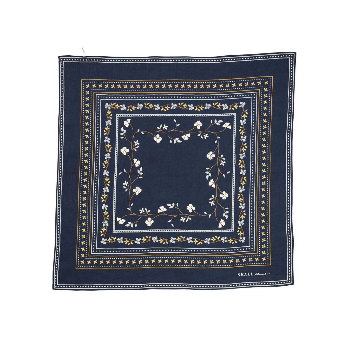 Skall Floral Scarf, Navy (55x55 cm)