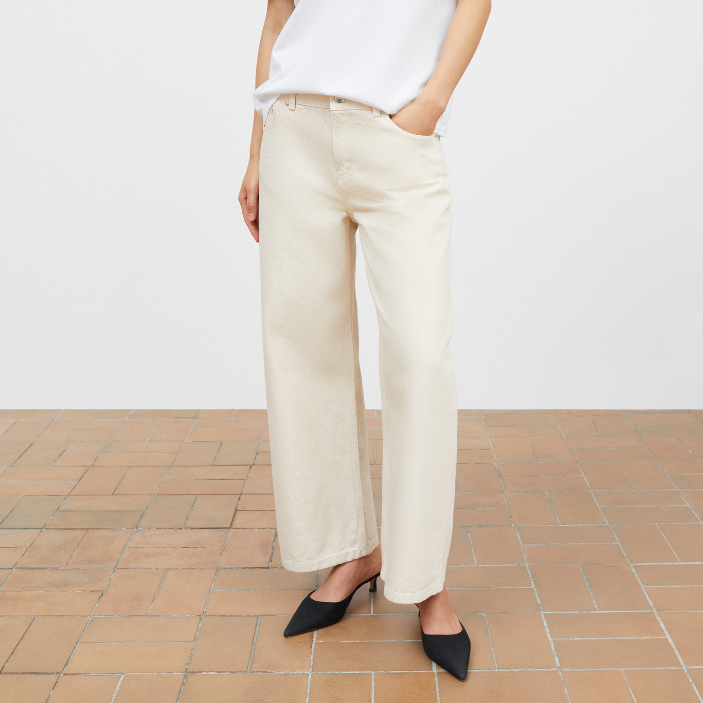Taylor Cropped Jeans, Ecru