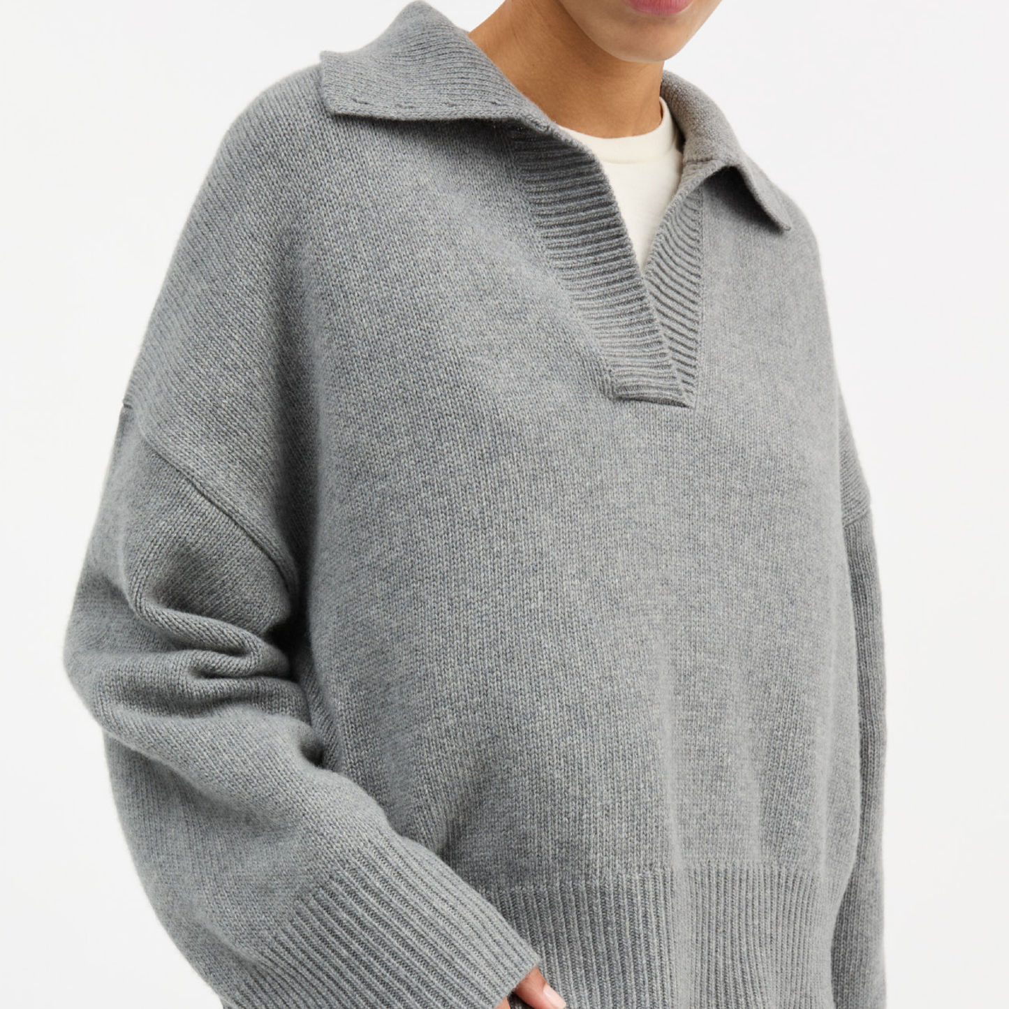 Dean V-Neck Jumper, Grey Melange