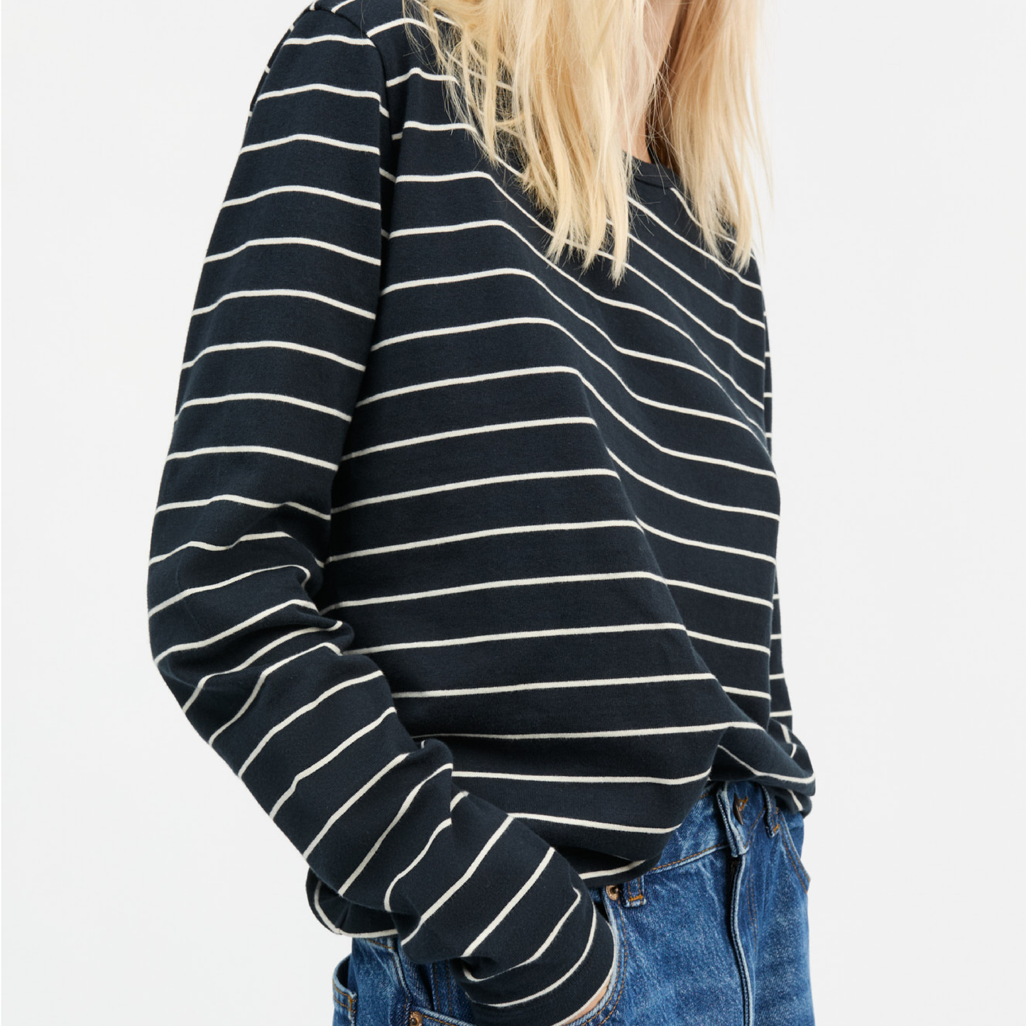 Loui Blouse, Navy/White Stripe