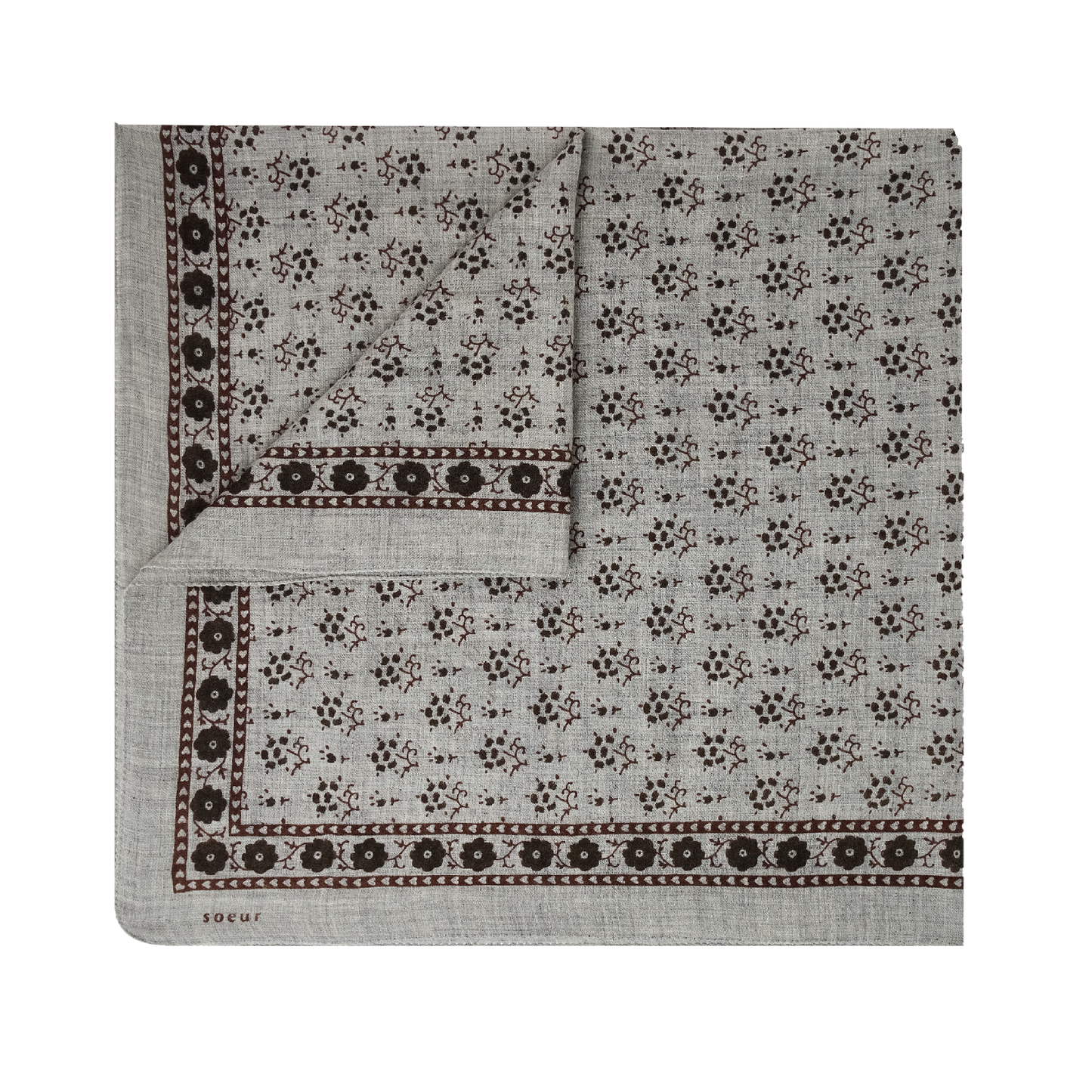 Foulard Uld Tørklæde, Gris Clair/Vert