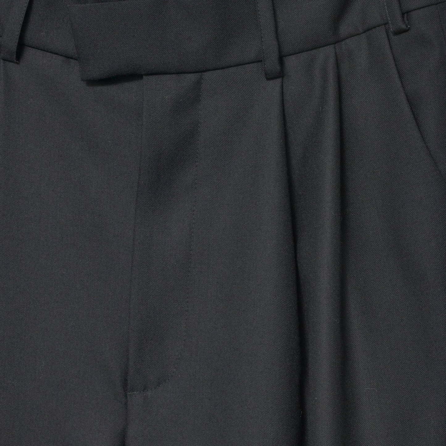 Fine Wool Wide Box Trousers, Black