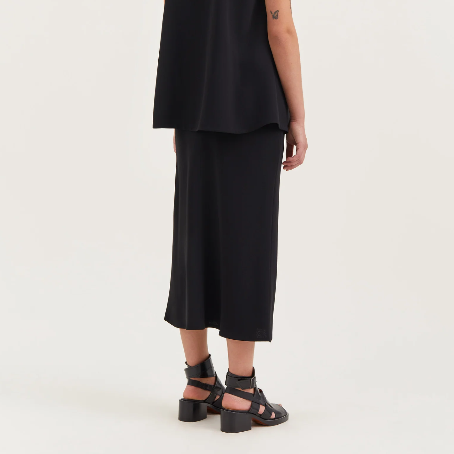 Noelle Crepe Georgette Nederdel, Sort