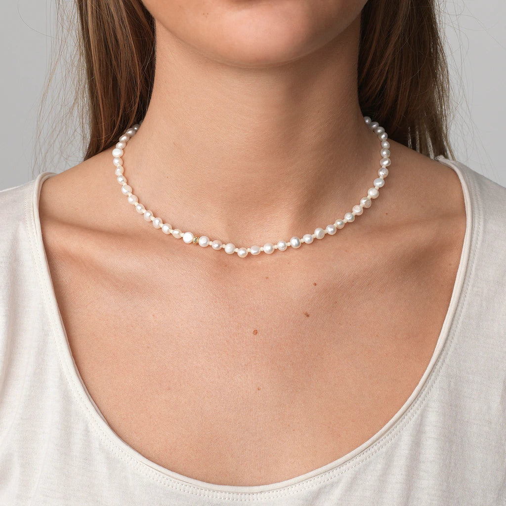 Petit Stellar Pearly Necklace, Gold Plated