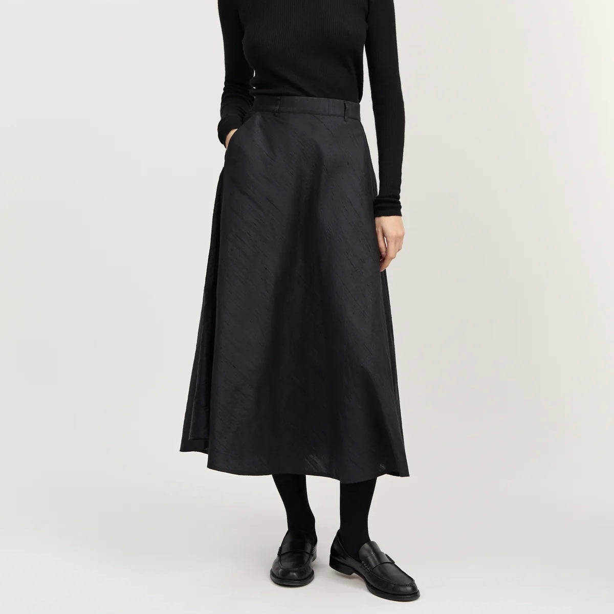 Bea Skirt Silk, Black Navy