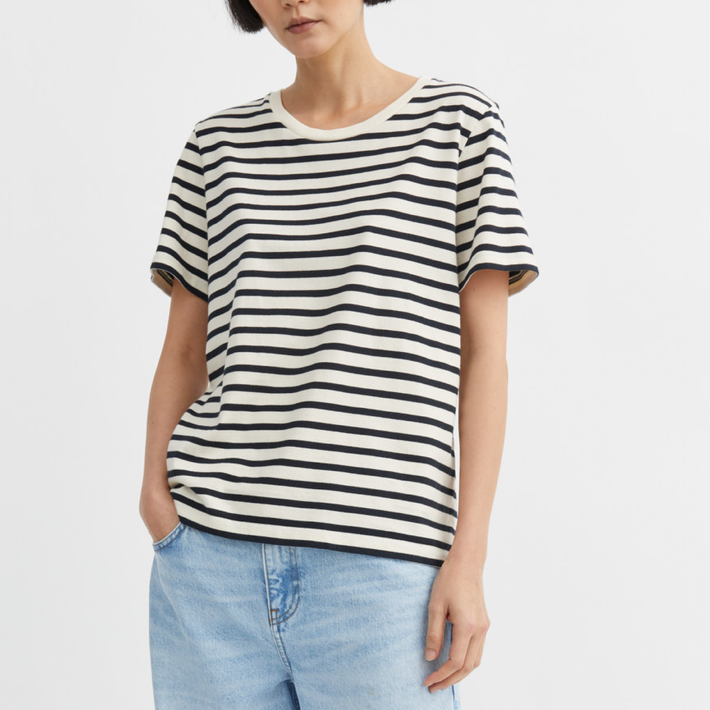 Loui Regular Tee, Dark Navy/White Stripe