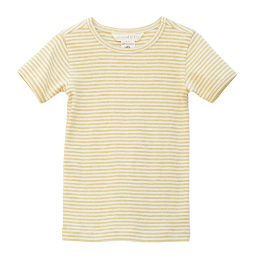 Tee Short Stripe, Chamomile/Offwhite