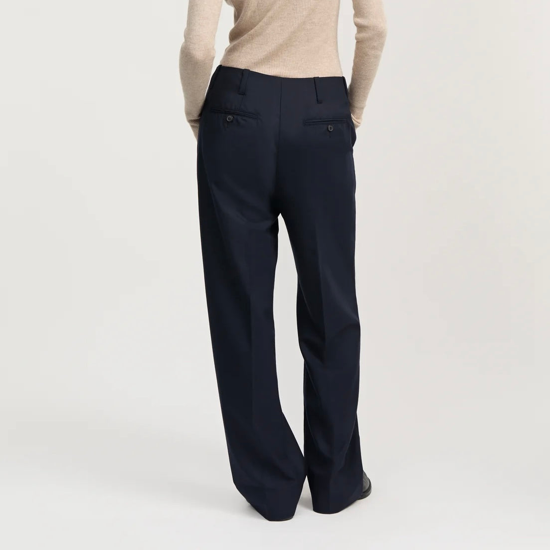 Toto Pant Fine Wool, Black Navy