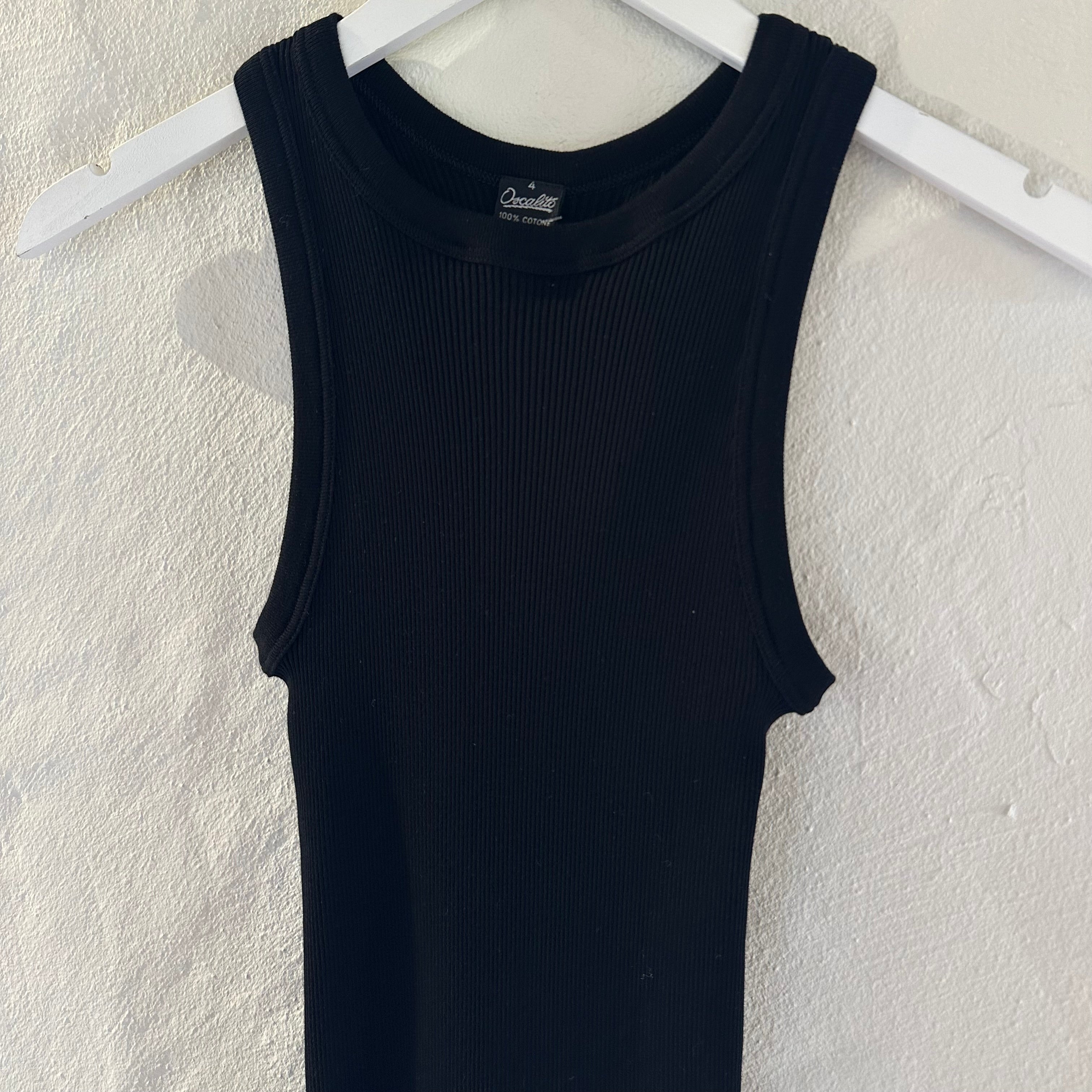 Bomuld Americana Rib Top, Sort 7165