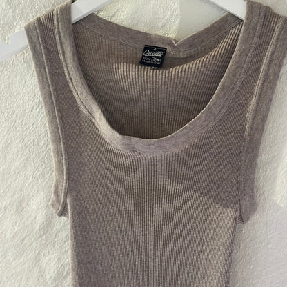 Bomuld Tank Rib Top, Beige 7166
